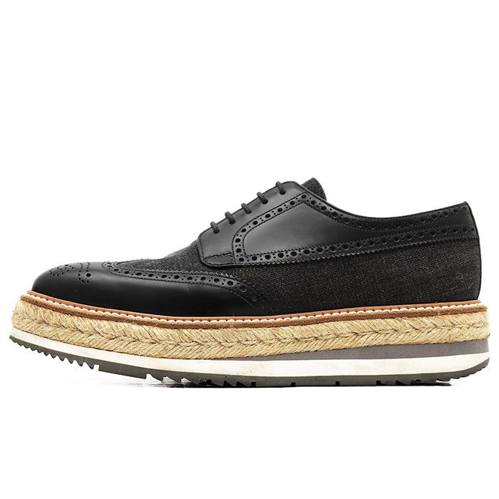 Prada Prada Prada 2EG015 Calfskin Cotton Jute Derby Shoes Leather Shoes 2EG015 DUTY FREE for USA Size ONE SIZE - 4 Thumbnail