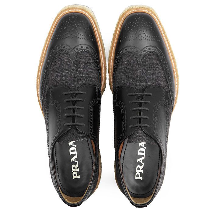 Prada Prada Prada 2EG015 Calfskin Cotton Jute Derby Shoes Leather Shoes 2EG015 DUTY FREE for USA Size ONE SIZE - 8 Thumbnail