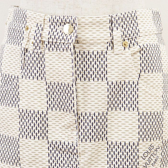 Louis Vuitton Louis Vuitton Louis Vuitton Damier Azur Cotton Skirt Textile Skirts DUTY FREE for USA Size ONE SIZE - 3 Thumbnail