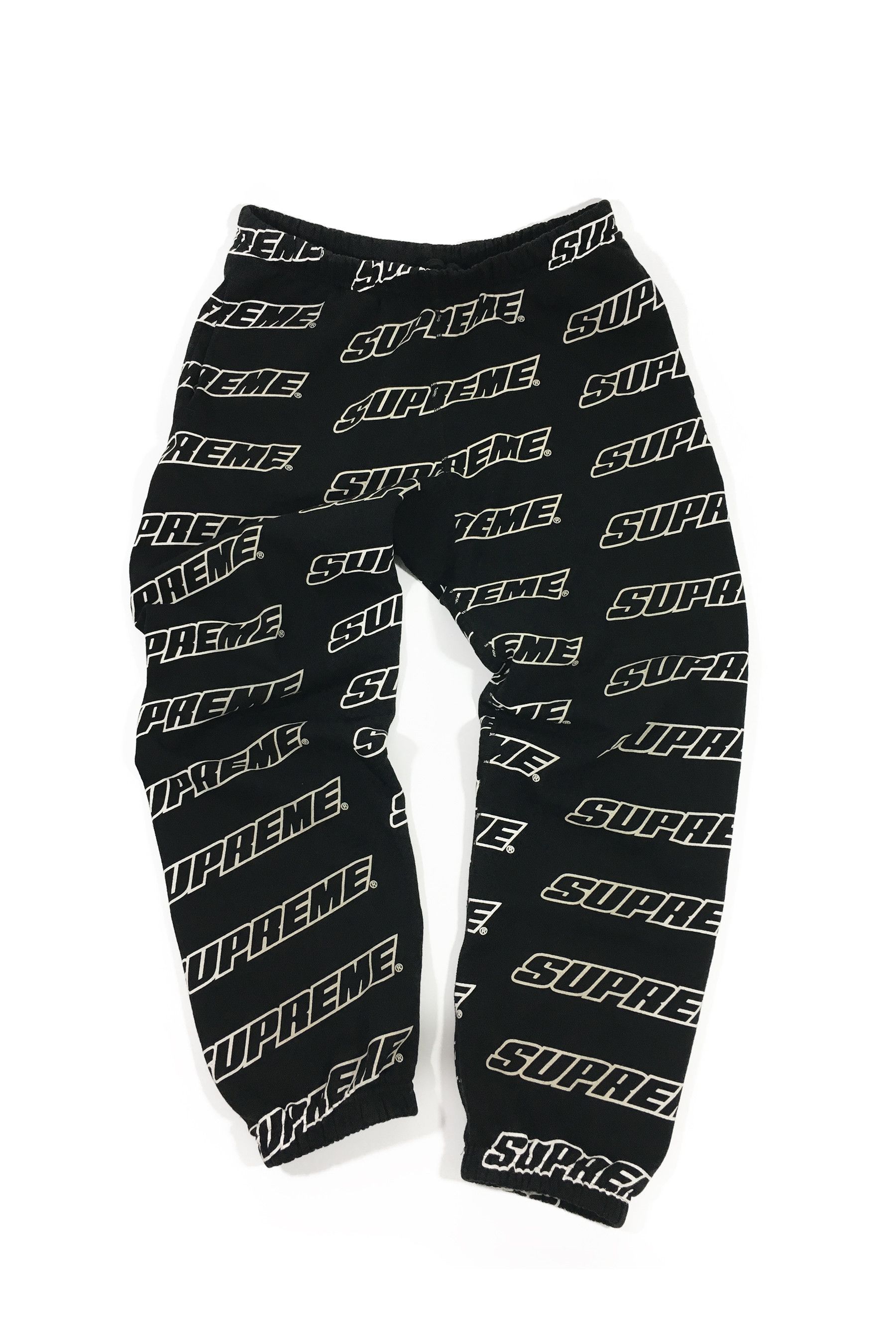 Supreme 2018 SS Supreme Repeat Sweatpants white Black motion logo 