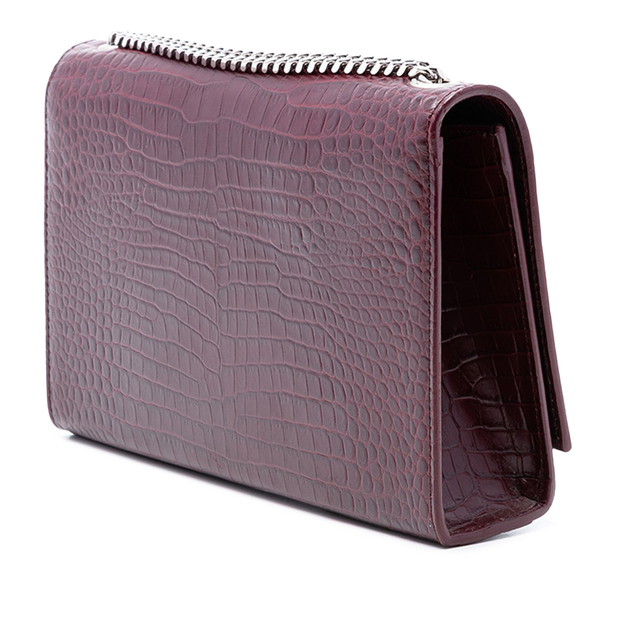 Yves Saint Laurent Yves Saint Laurent Medium Croc Embossed Leather Monogram Kate Tassel Crossbody Size ONE SIZE - 2 Thumbnail