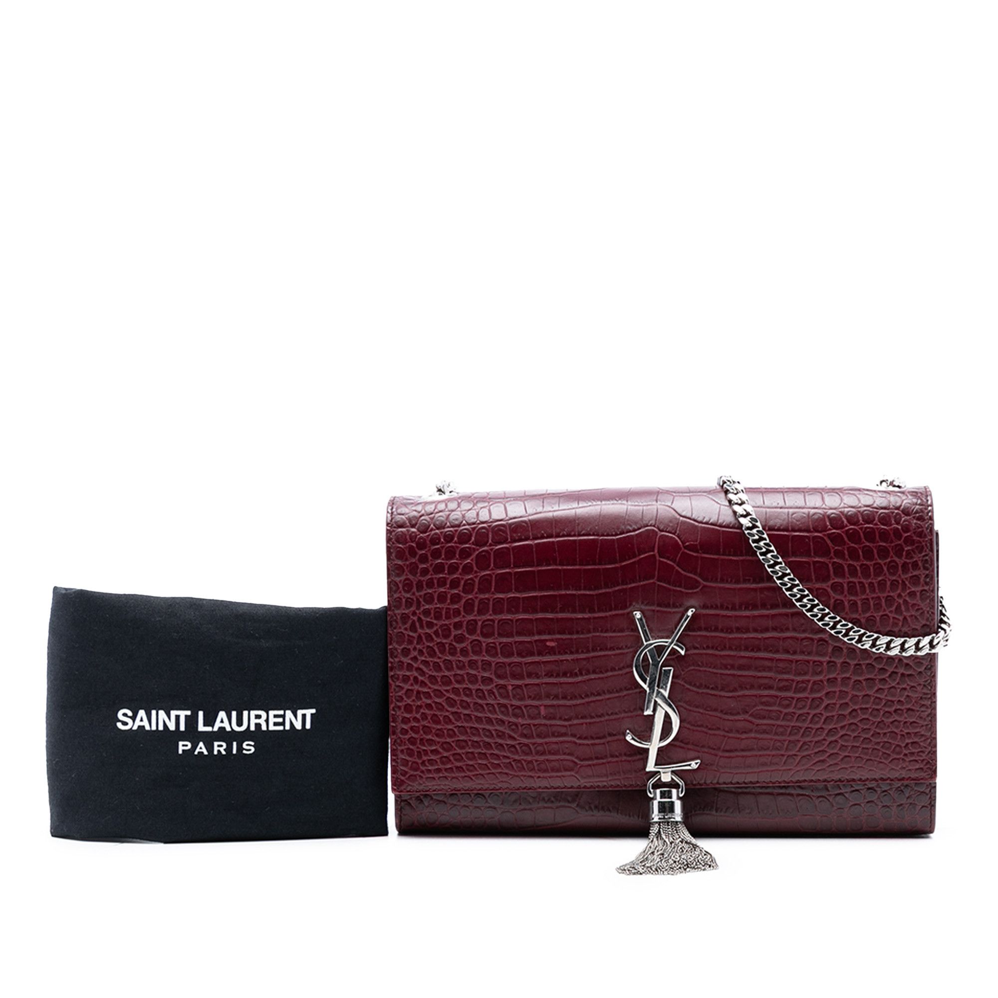 Yves Saint Laurent Yves Saint Laurent Medium Croc Embossed Leather Monogram Kate Tassel Crossbody Size ONE SIZE - 8 Thumbnail