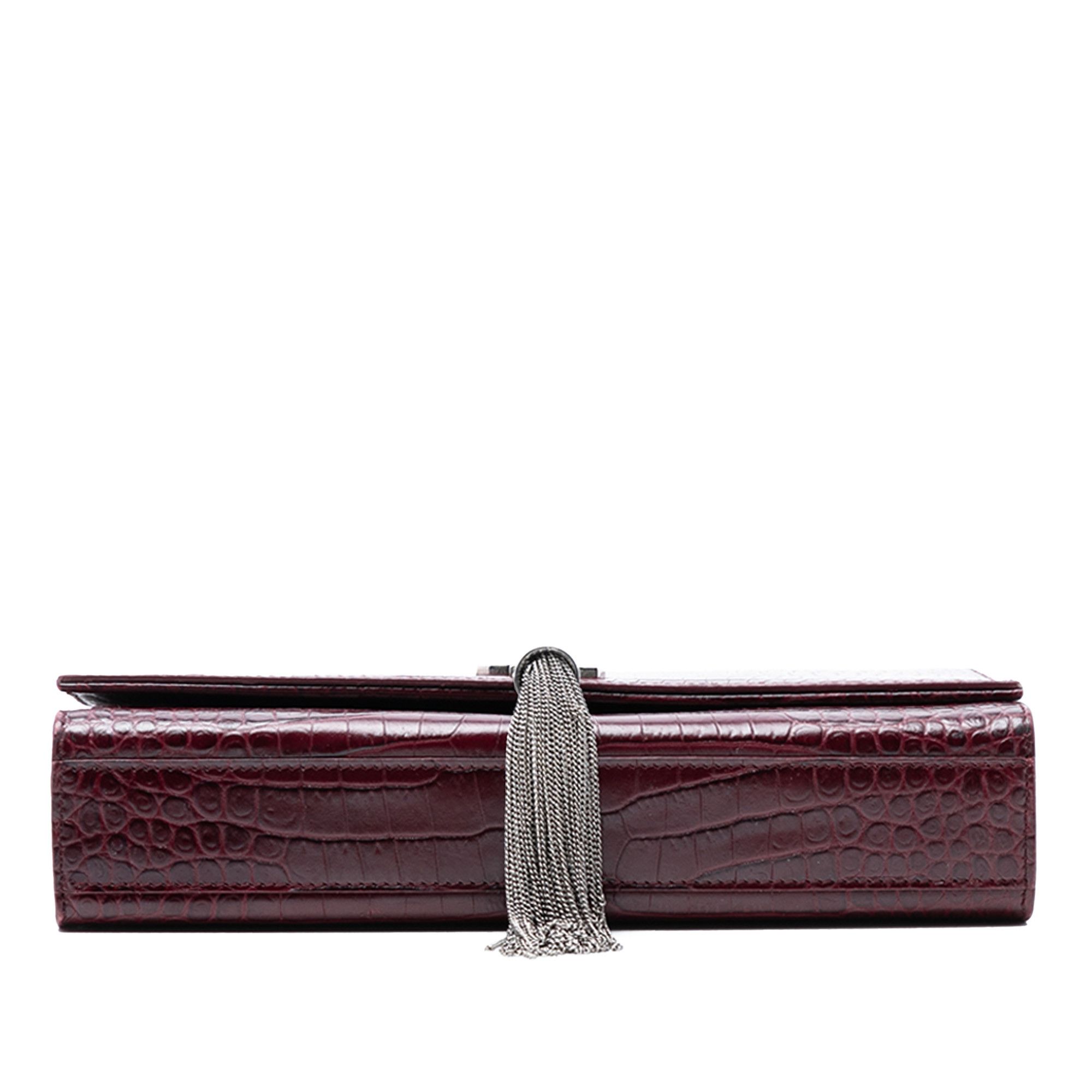 Yves Saint Laurent Yves Saint Laurent Medium Croc Embossed Leather Monogram Kate Tassel Crossbody Size ONE SIZE - 3 Thumbnail