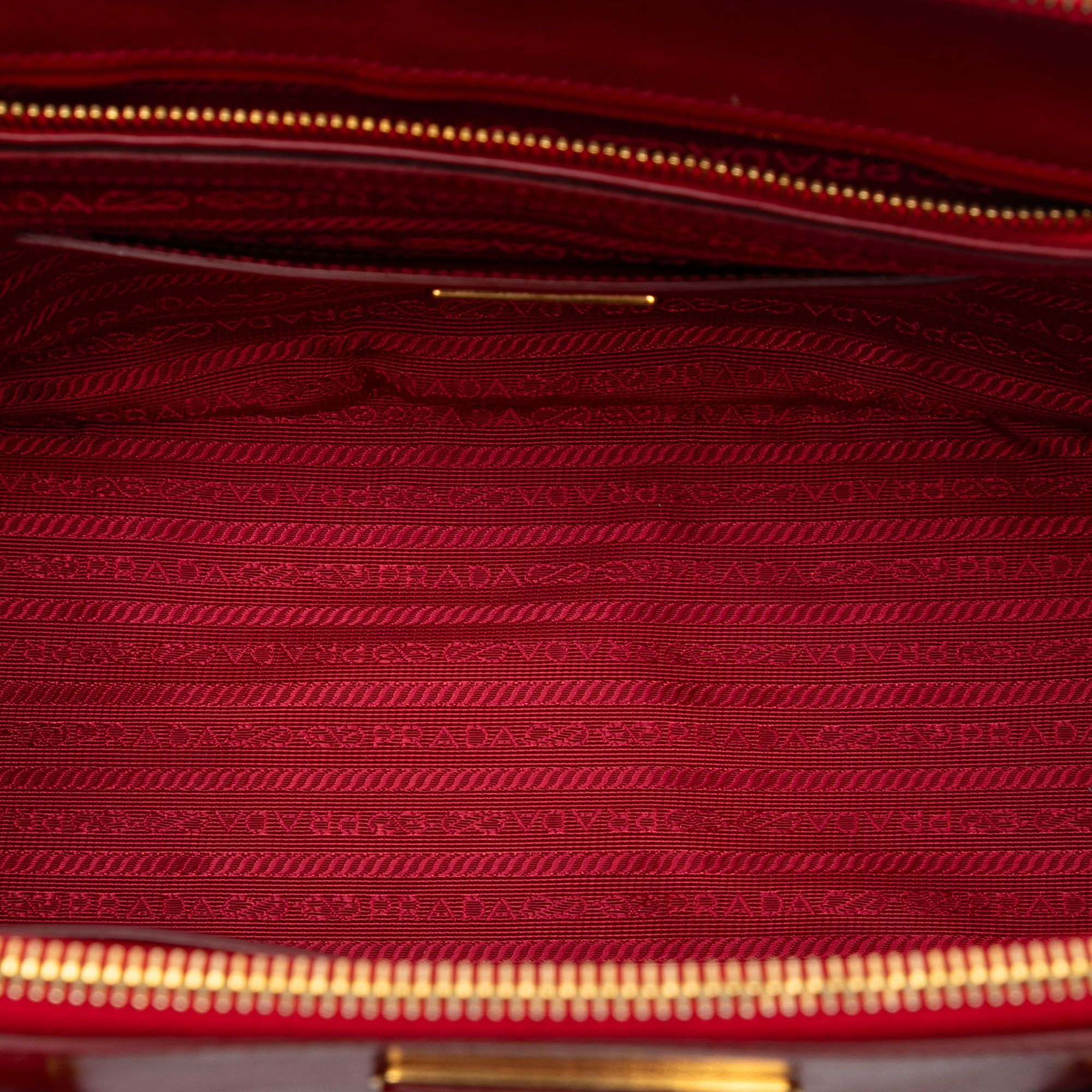 Prada Medium Saffiano Vernice Galleria Double Zip Satchel