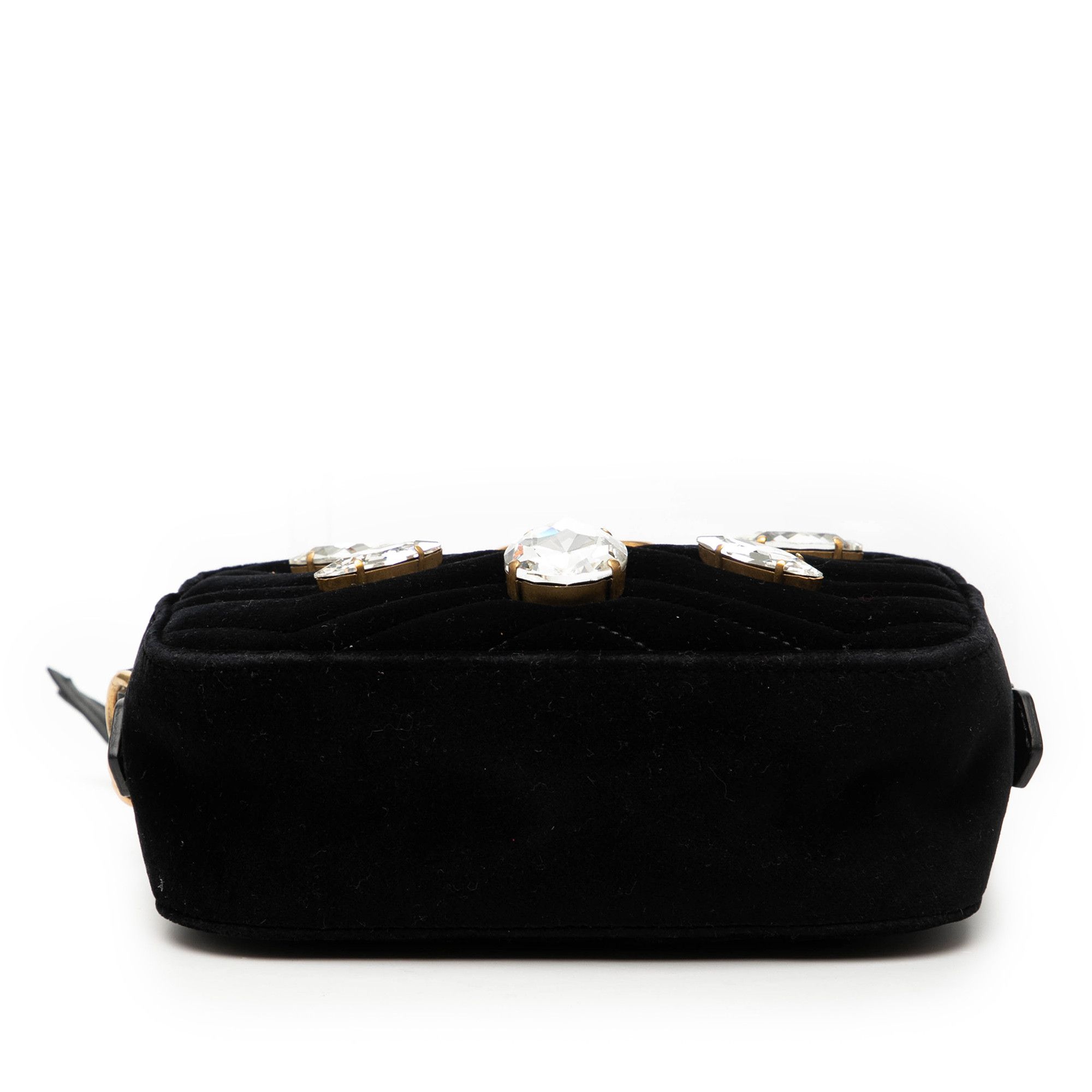 Gucci Gucci Mini GG Marmont Crystal Embellished Matelasse Velvet Crossbody Size ONE SIZE - 3 Thumbnail