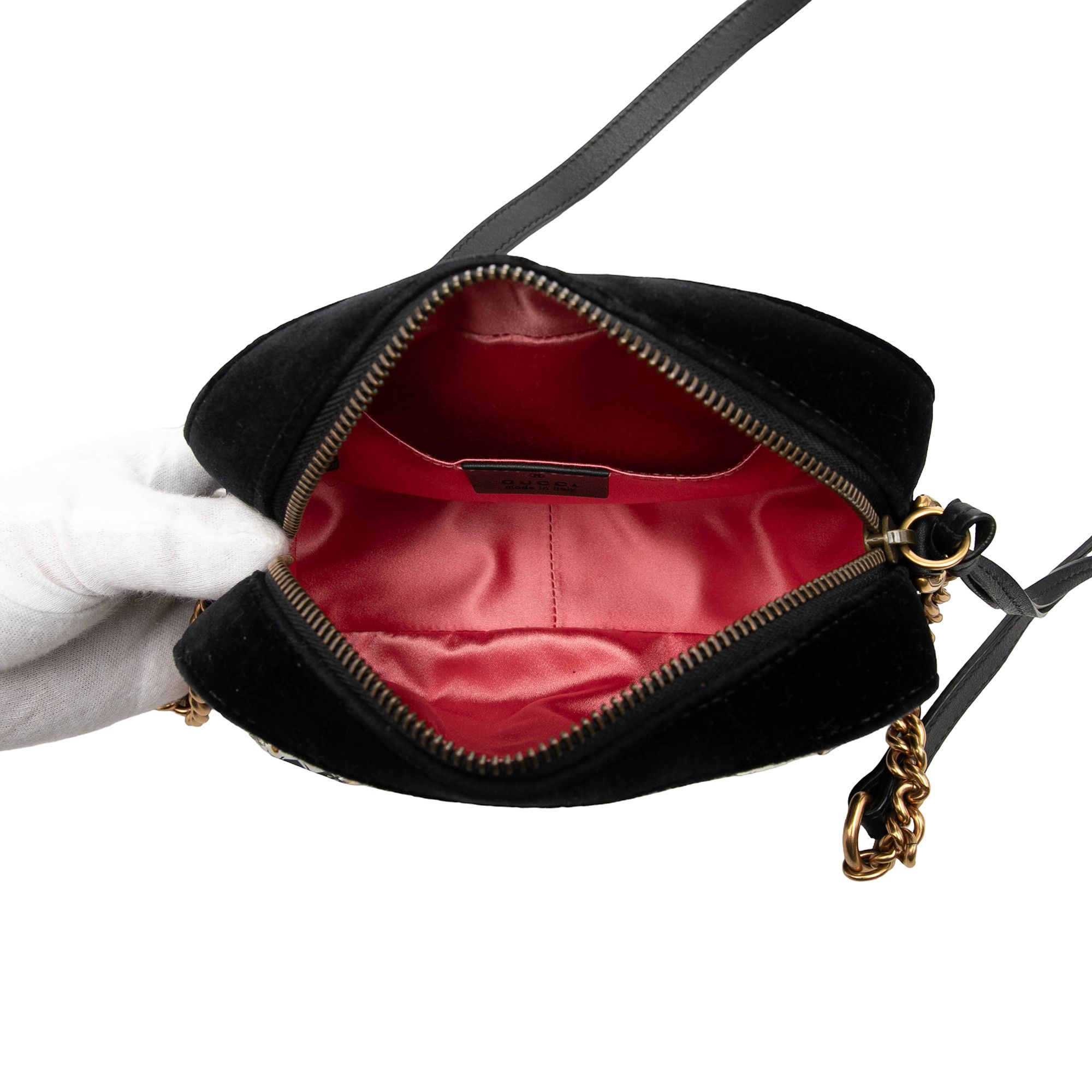 Gucci Gucci Mini GG Marmont Crystal Embellished Matelasse Velvet Crossbody Size ONE SIZE - 4 Thumbnail