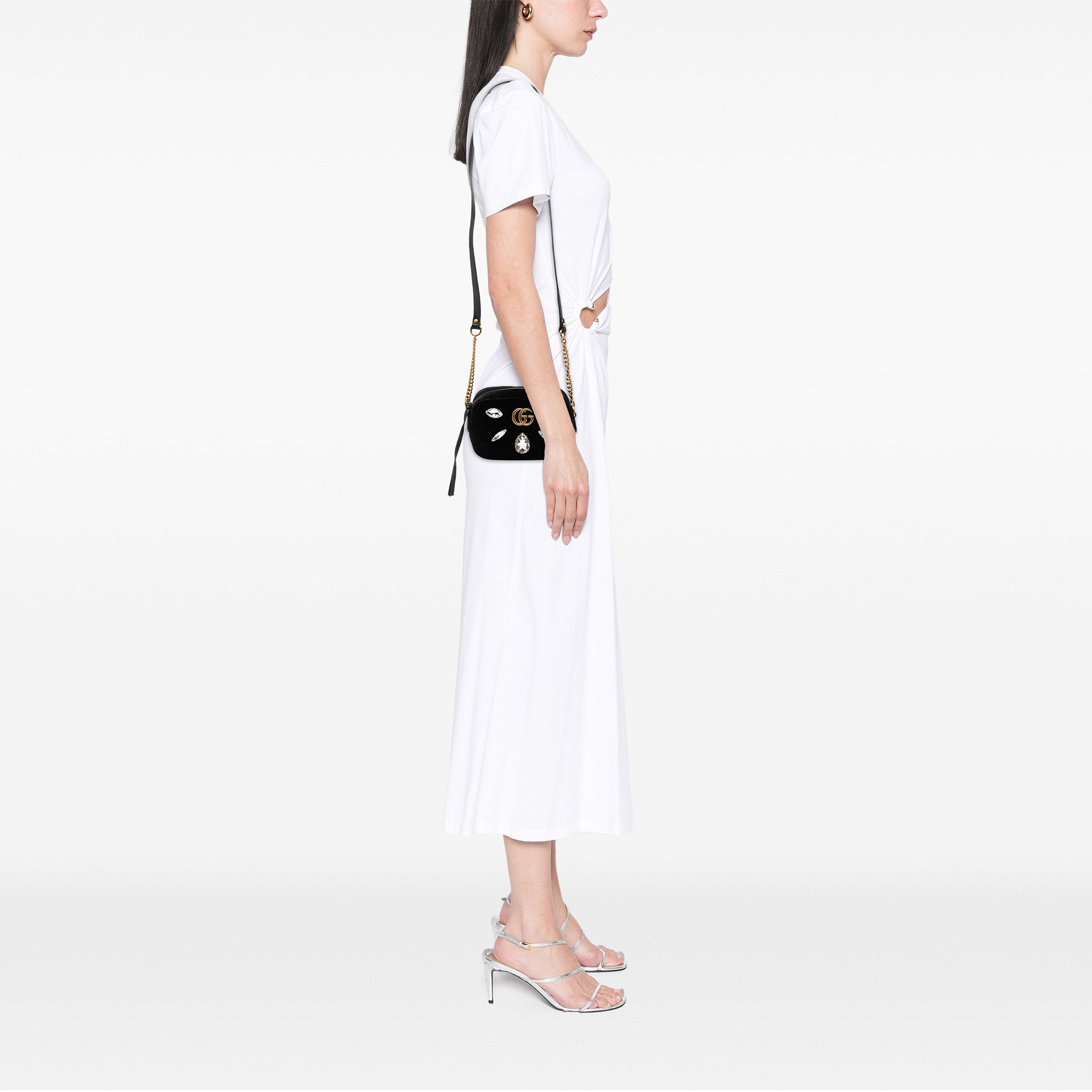 Gucci Gucci Mini GG Marmont Crystal Embellished Matelasse Velvet Crossbody Size ONE SIZE - 7 Thumbnail