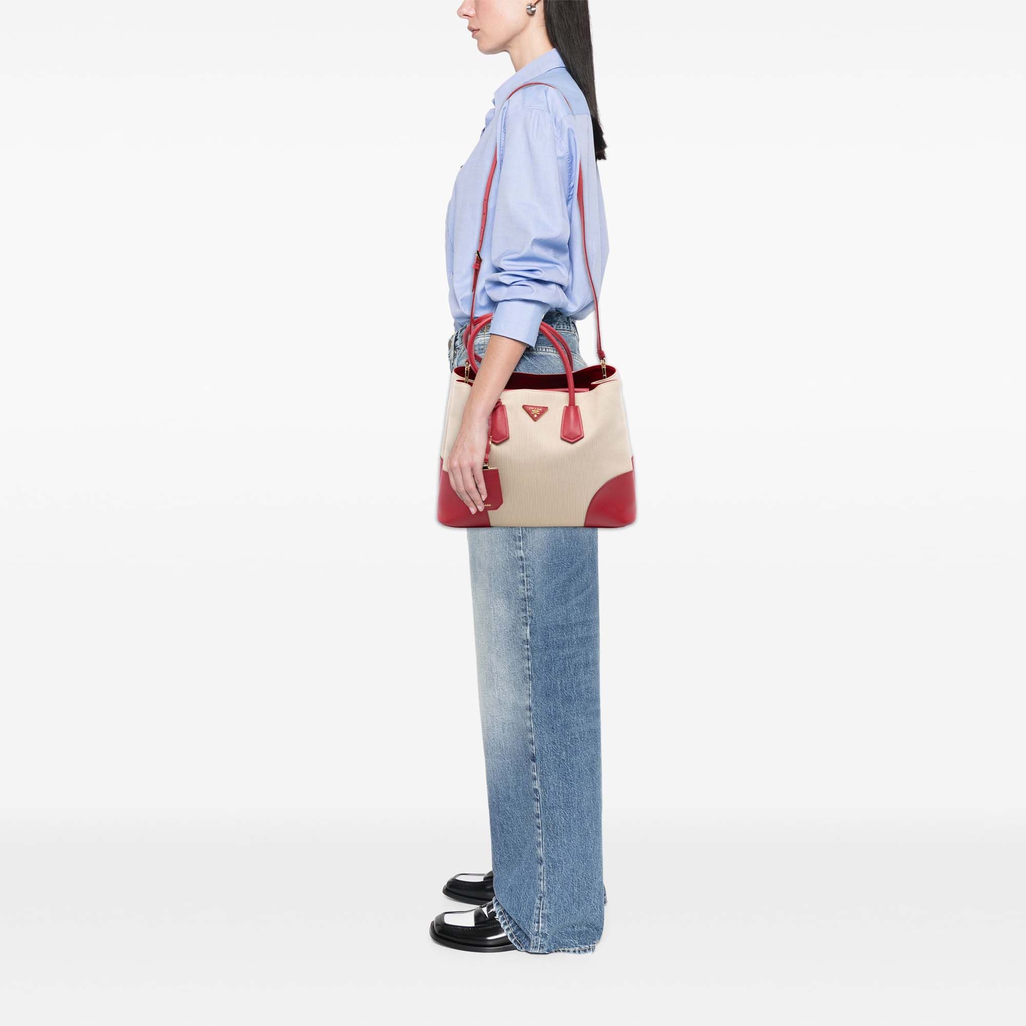 Prada Prada Large Canapa and Saffiano Double Satchel Size ONE SIZE - 6 Thumbnail