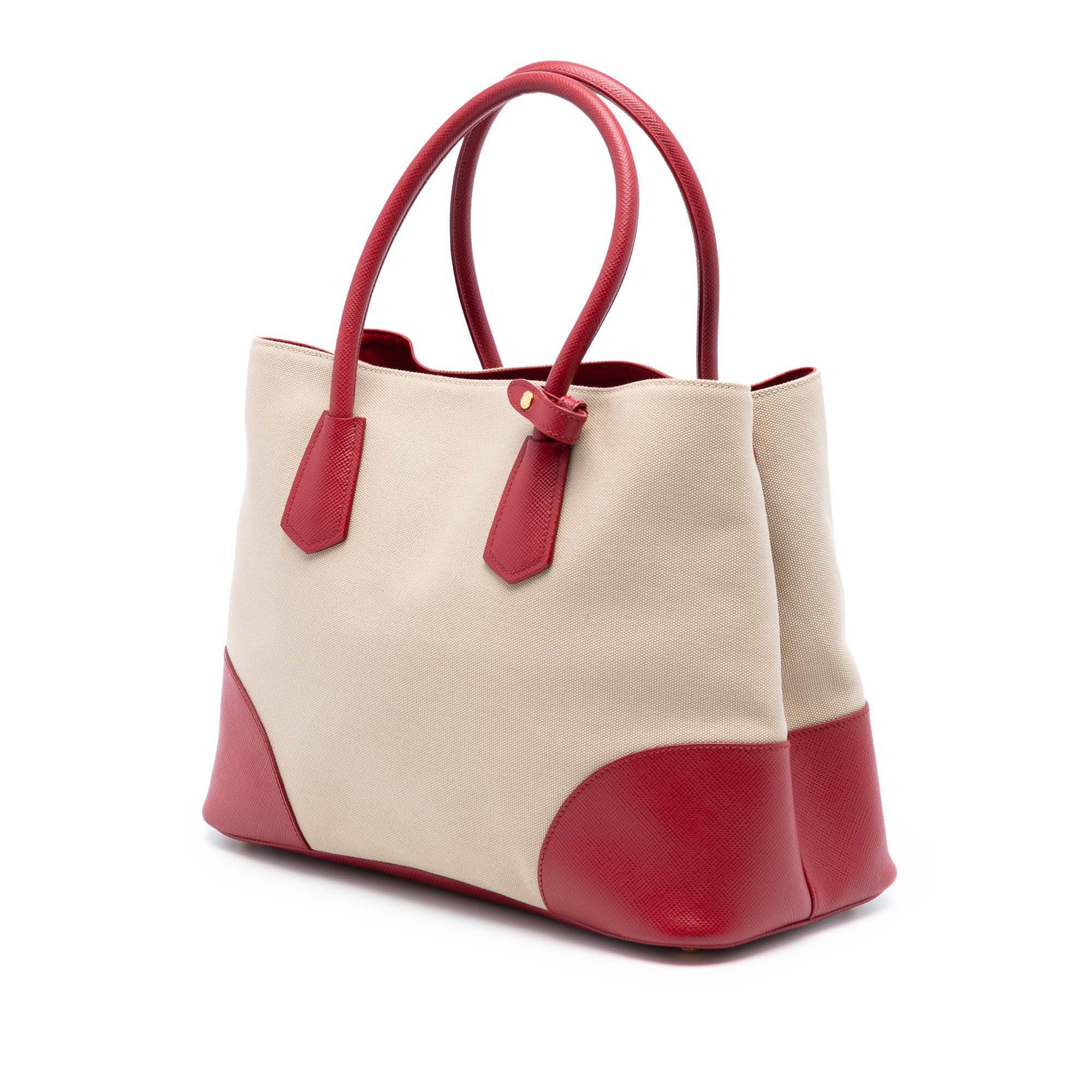 Prada Prada Large Canapa and Saffiano Double Satchel Size ONE SIZE - 2 Thumbnail