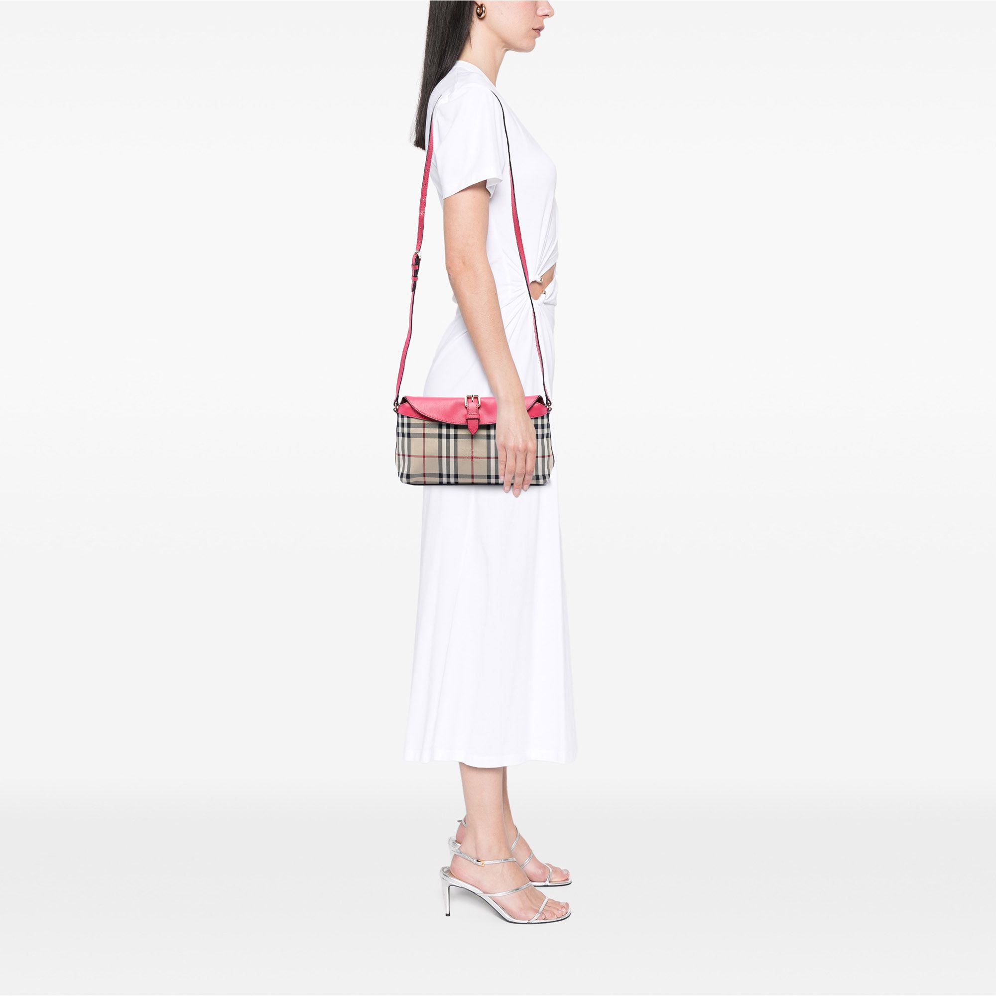 Burberry Burberry Haymarket Check Canvas Leah Crossbody Size ONE SIZE - 7 Thumbnail