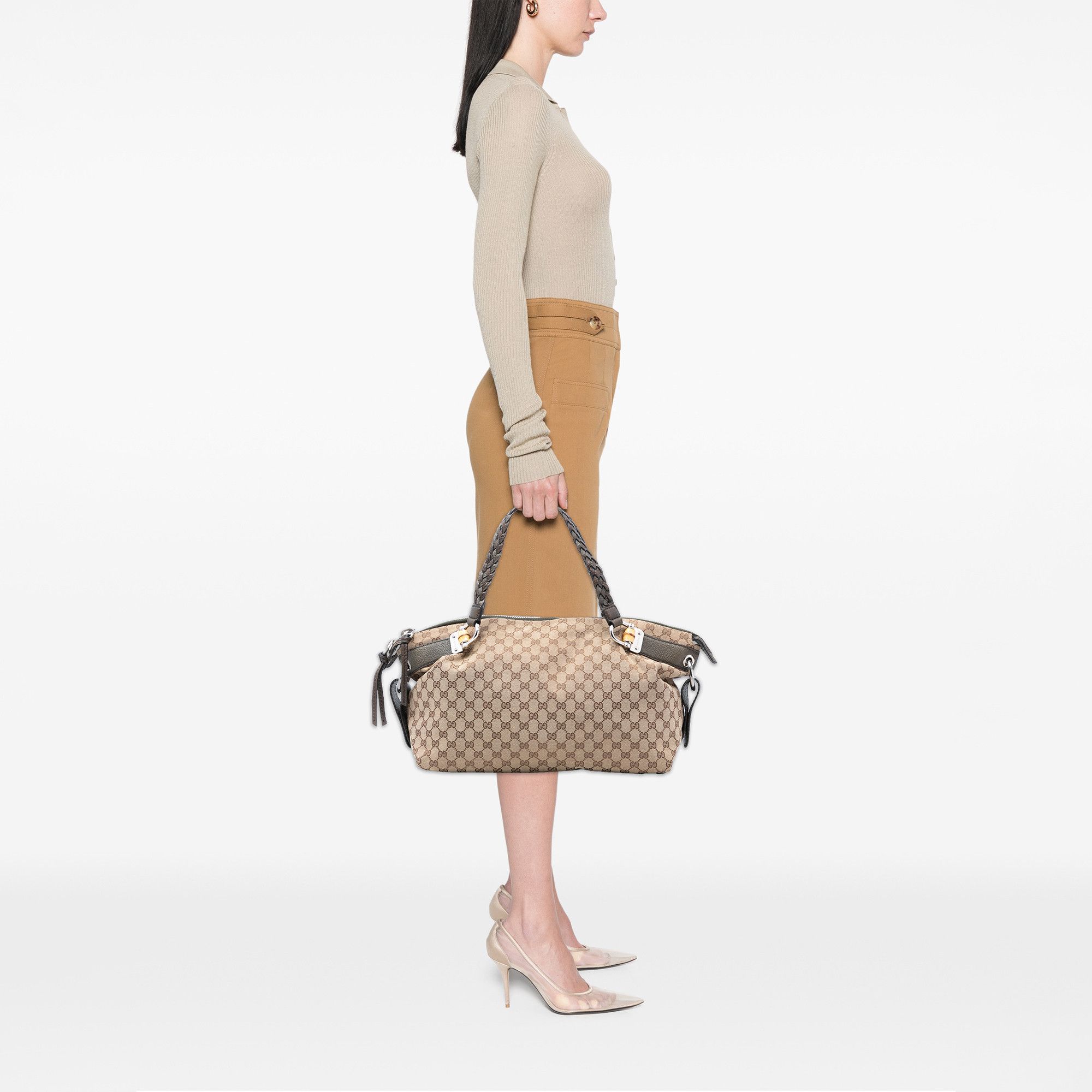 Gucci Gucci Medium GG Canvas Bamboo Bar Tote Size ONE SIZE - 7 Thumbnail