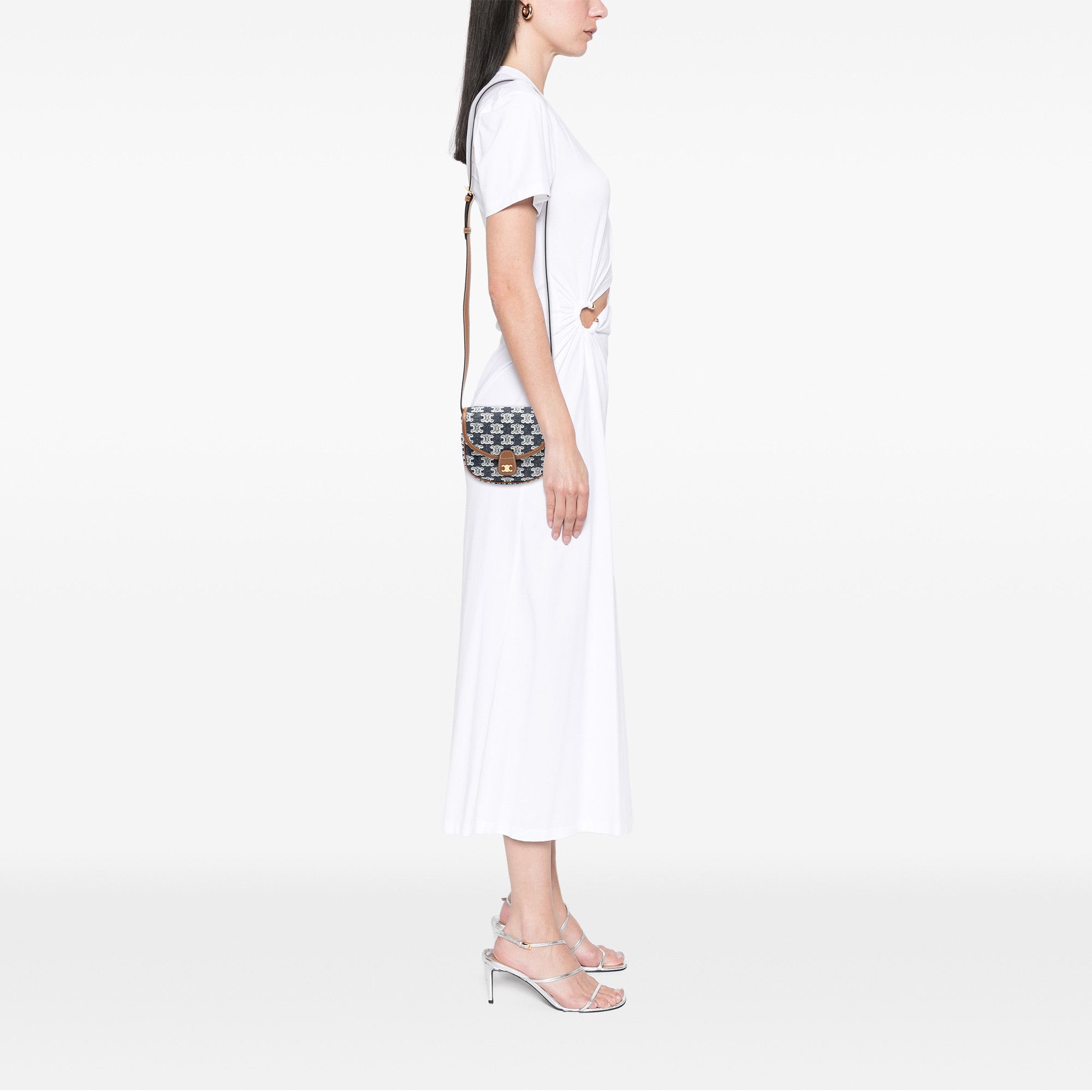 Celine Celine Mini Triomphe Canvas and Calfskin Besace Crossbody Size ONE SIZE - 7 Thumbnail