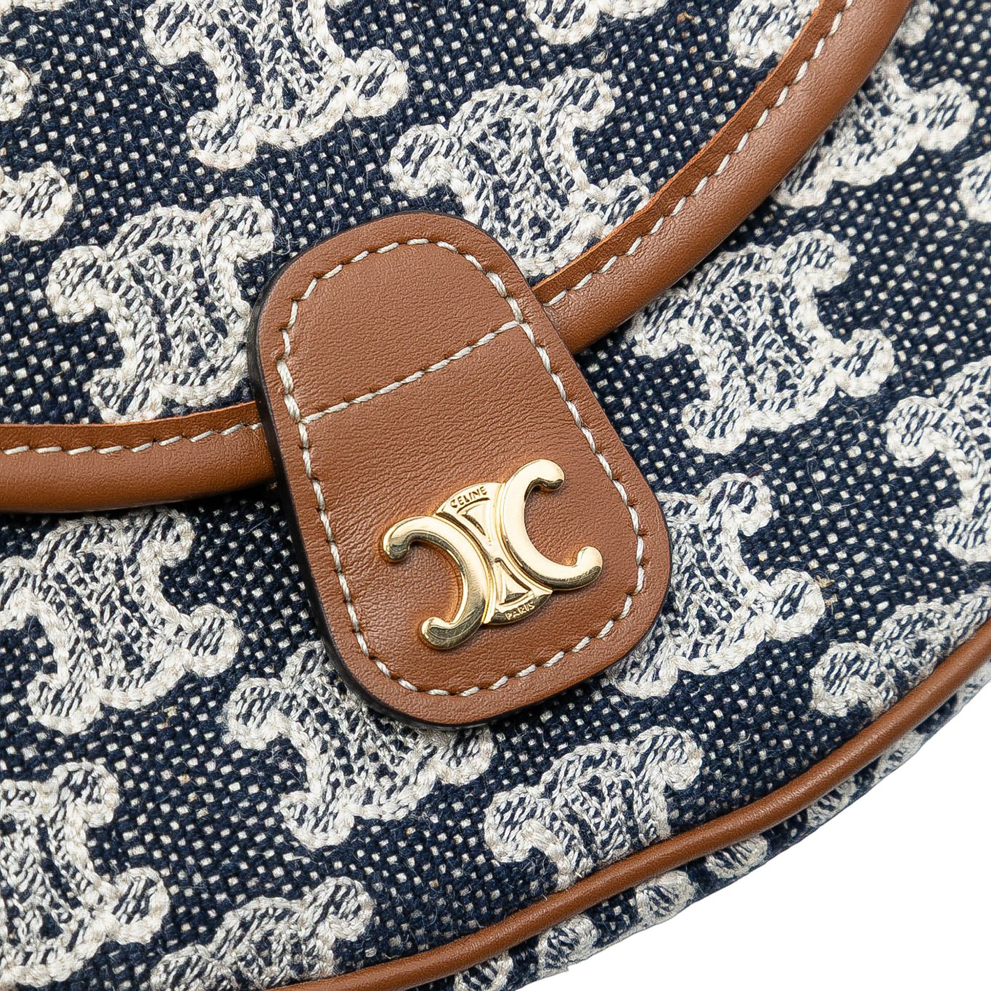 Celine Celine Mini Triomphe Canvas and Calfskin Besace Crossbody Size ONE SIZE - 6 Thumbnail