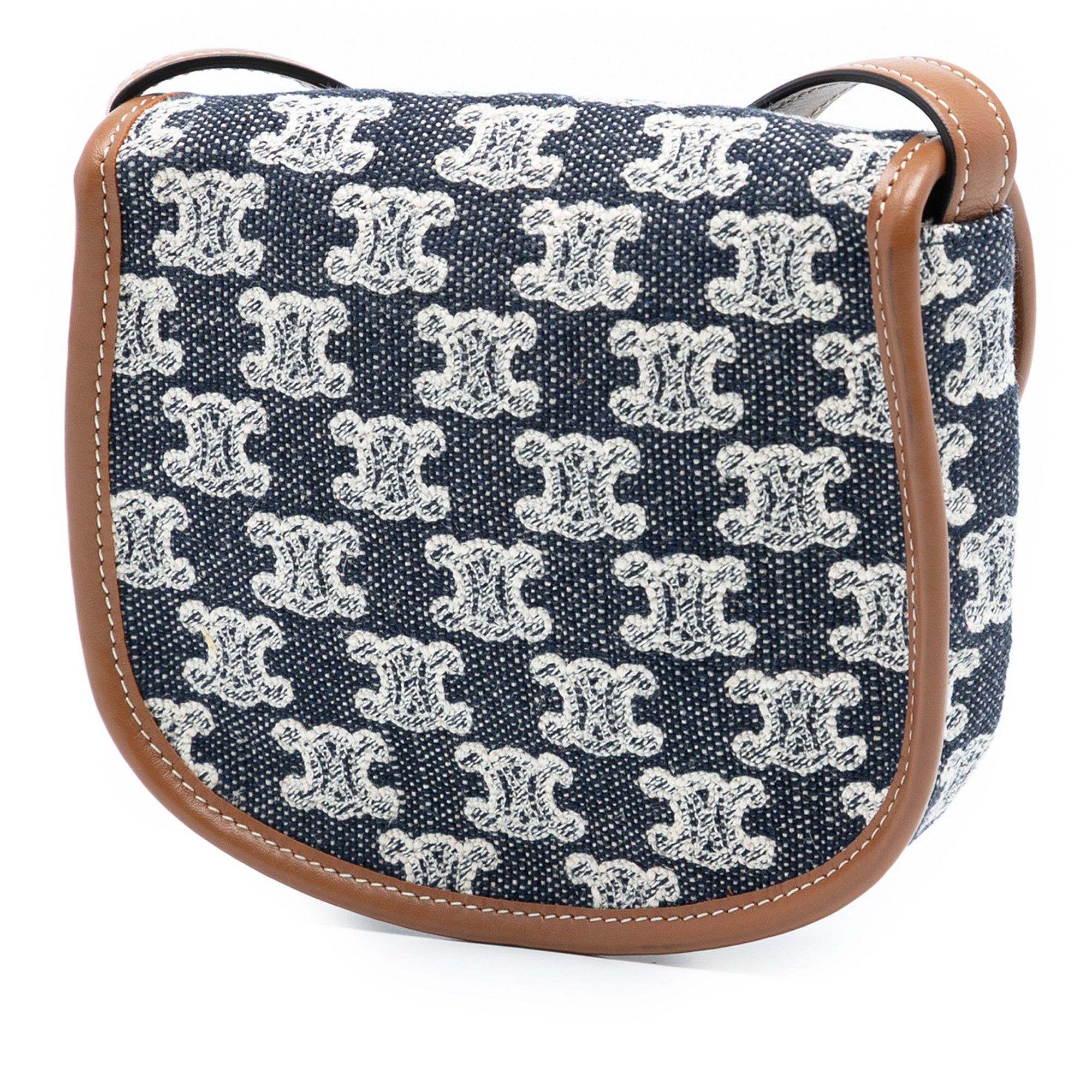Celine Celine Mini Triomphe Canvas and Calfskin Besace Crossbody Size ONE SIZE - 2 Thumbnail