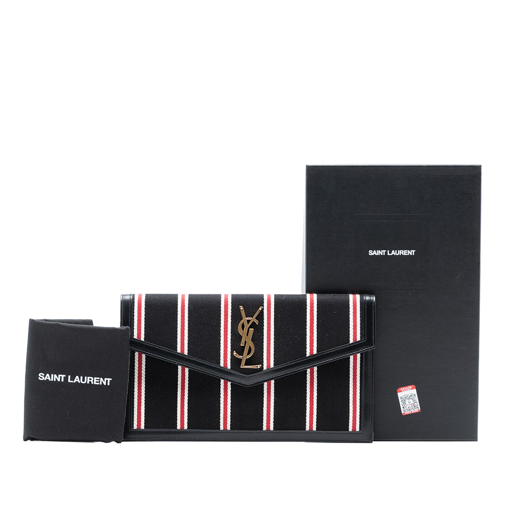 Yves Saint Laurent Yves Saint Laurent Canvas Striped Uptown Pouch Size ONE SIZE - 8 Thumbnail