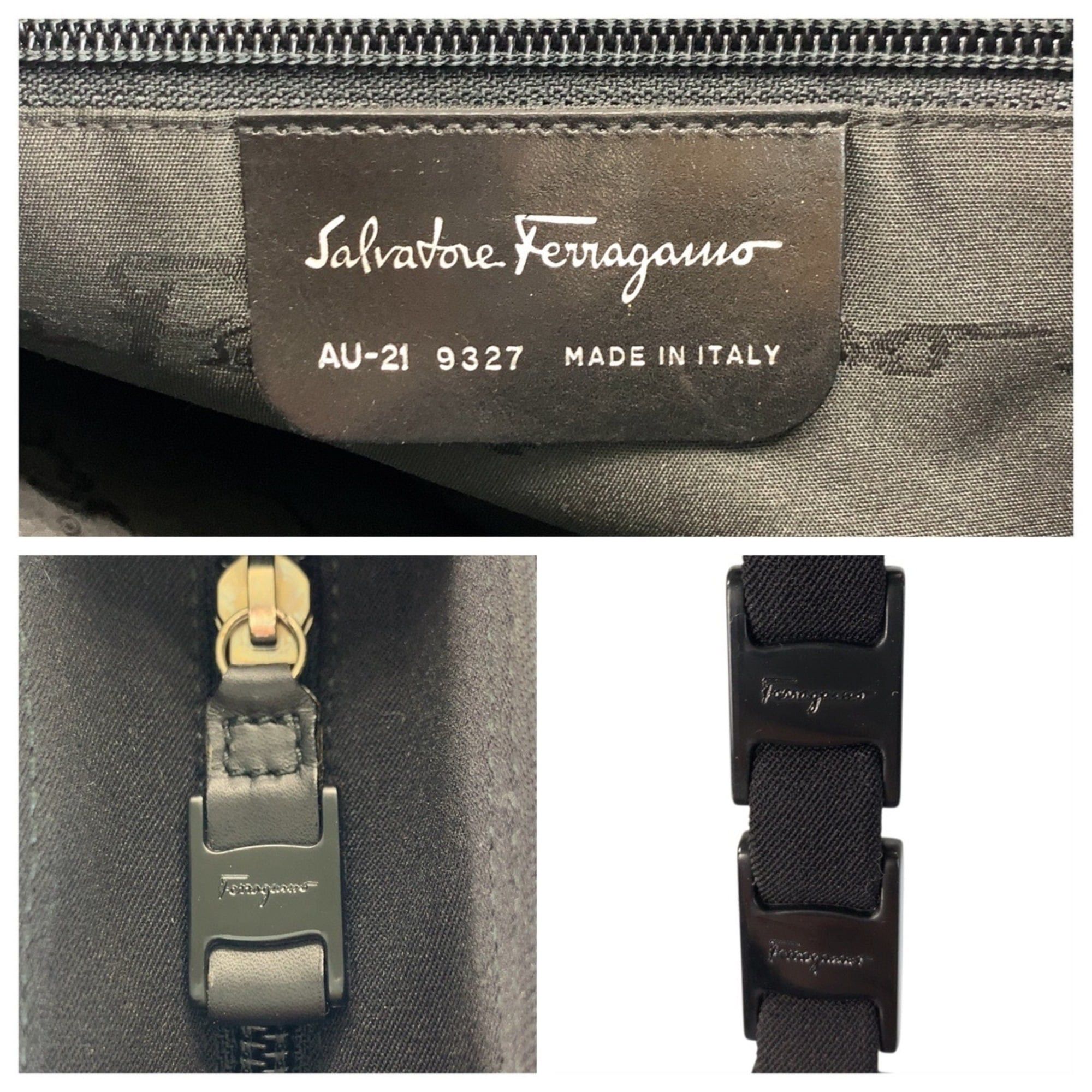 Salvatore Ferragamo Salvatore Ferragamo Vara black nylon tote bag with silver hardware, AU-21 9327, women's shoulder Size ONE SIZE - 3 Thumbnail