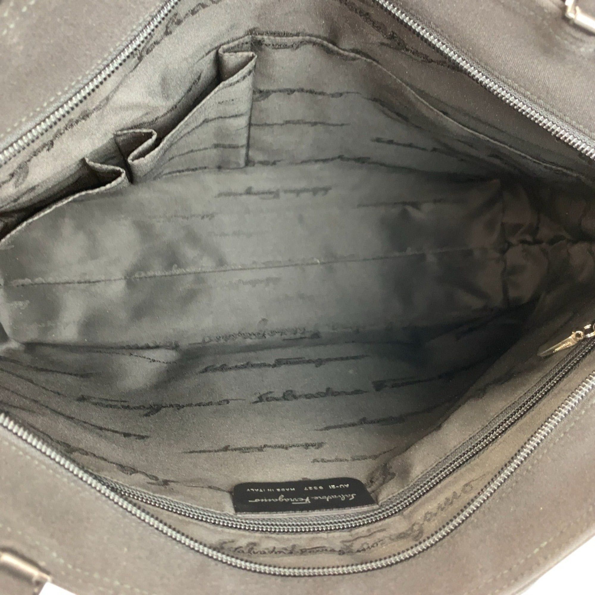 Salvatore Ferragamo Salvatore Ferragamo Vara black nylon tote bag with silver hardware, AU-21 9327, women's shoulder Size ONE SIZE - 8 Thumbnail