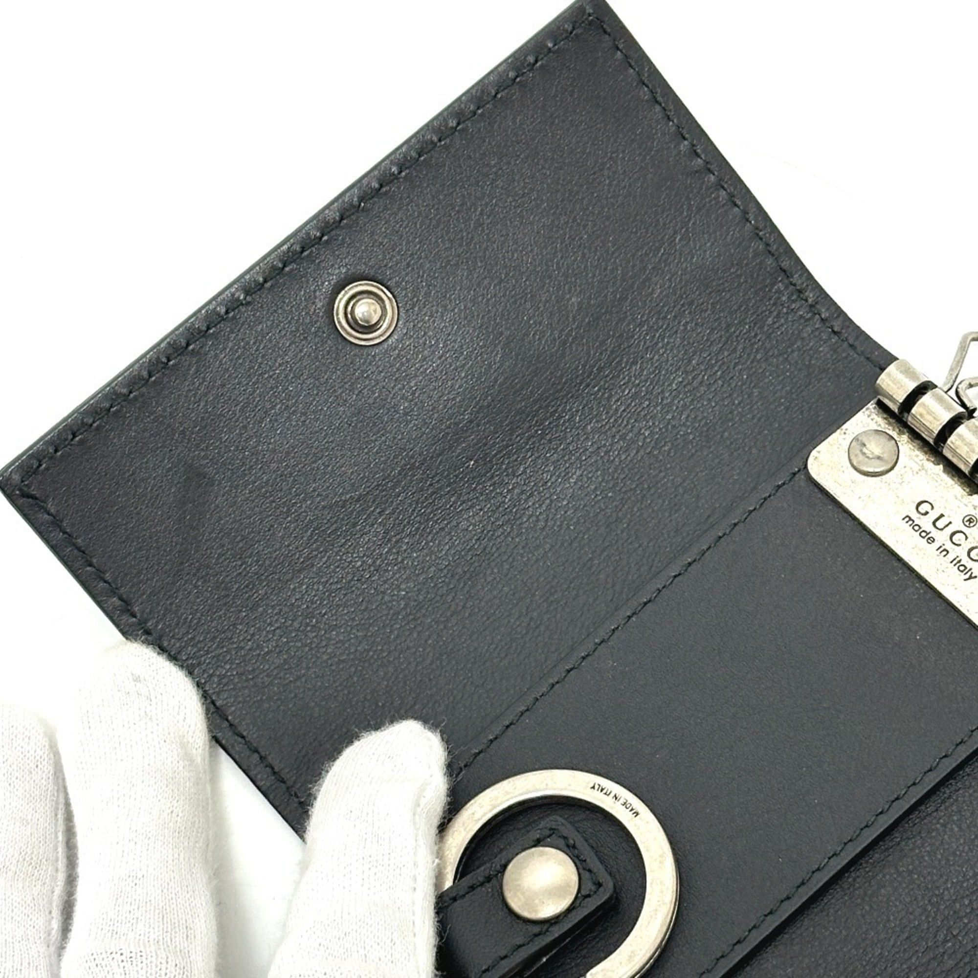 Gucci GUCCI 428781 Embossed Logo Keychain Key Ring 6-Key Case Leather Women's Black Size ONE SIZE - 10 Thumbnail
