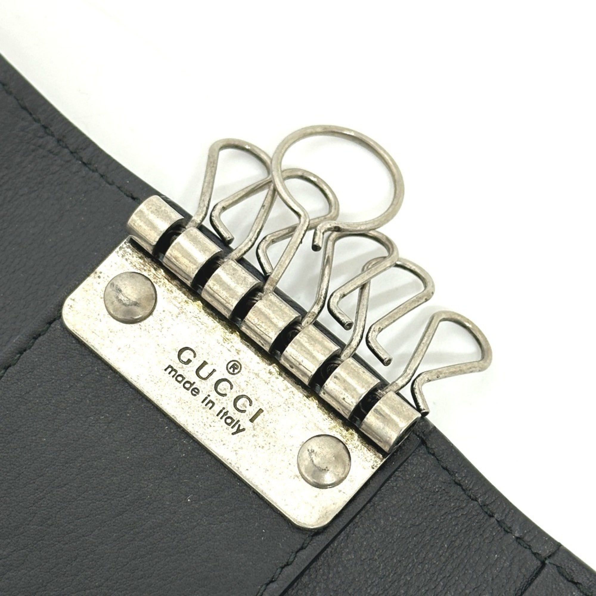 Gucci GUCCI 428781 Embossed Logo Keychain Key Ring 6-Key Case Leather Women's Black Size ONE SIZE - 8 Thumbnail