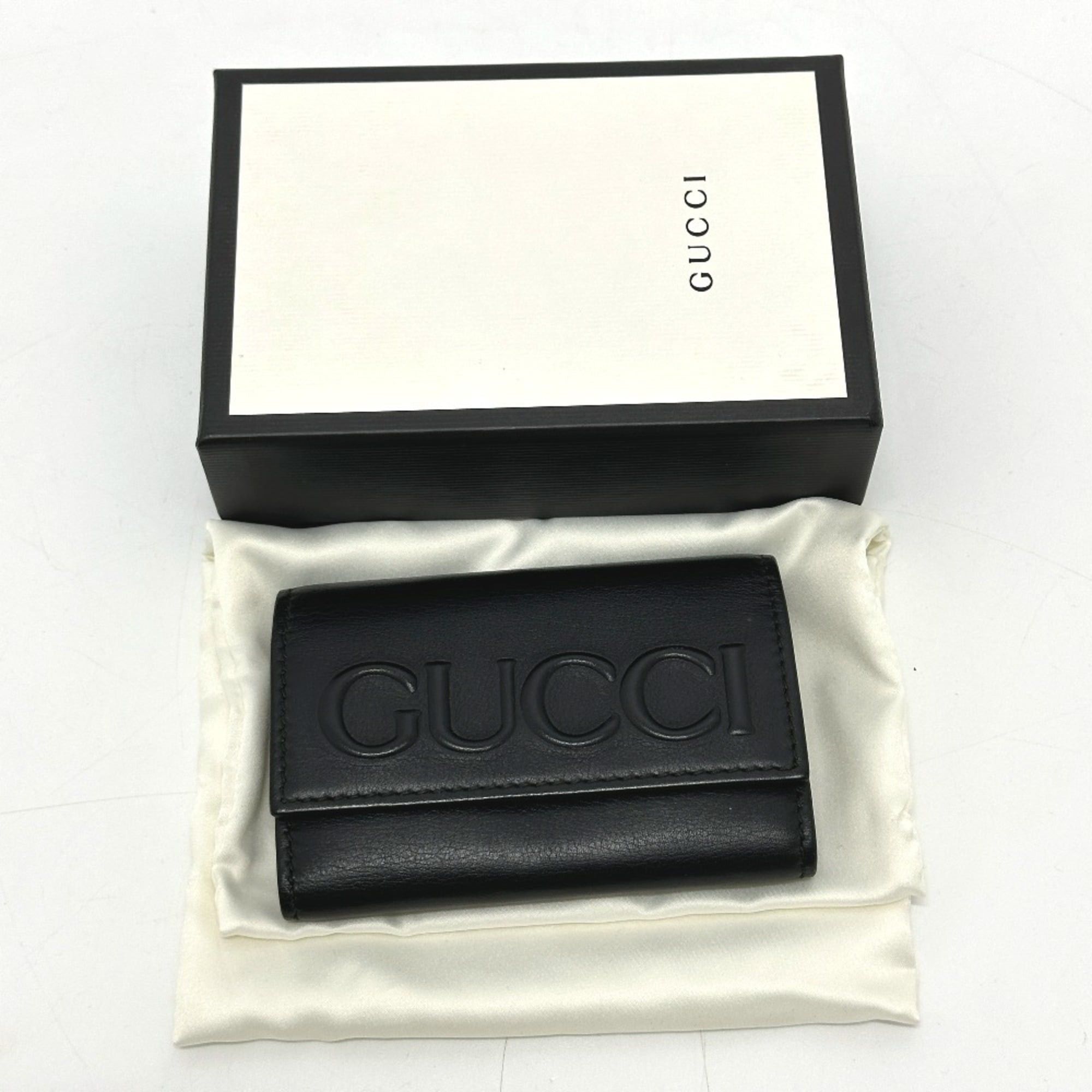 Gucci GUCCI 428781 Embossed Logo Keychain Key Ring 6-Key Case Leather Women's Black Size ONE SIZE - 12 Thumbnail