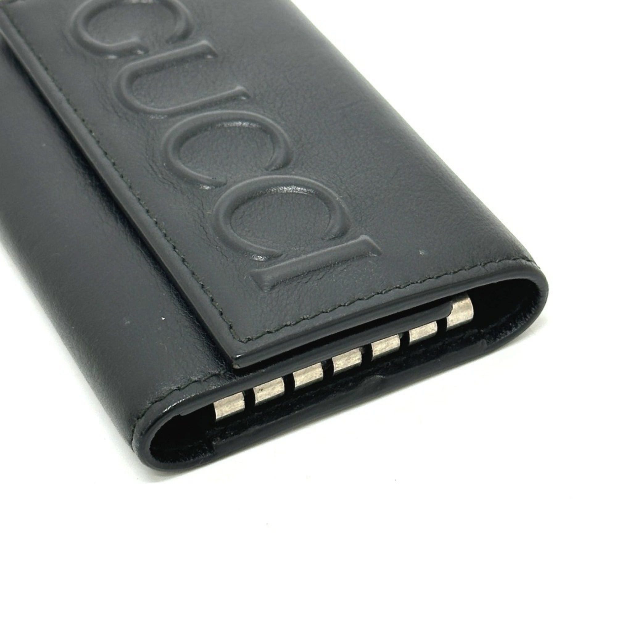 Gucci GUCCI 428781 Embossed Logo Keychain Key Ring 6-Key Case Leather Women's Black Size ONE SIZE - 4 Thumbnail