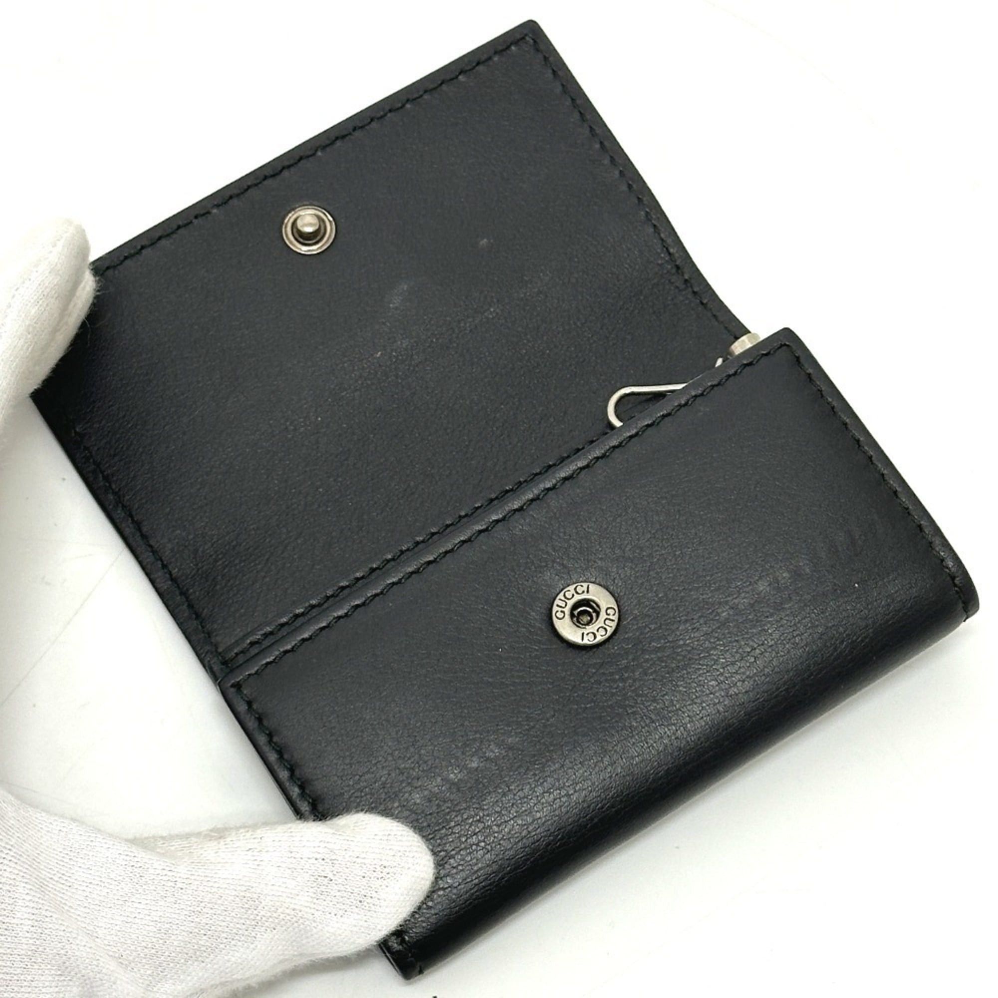 Gucci GUCCI 428781 Embossed Logo Keychain Key Ring 6-Key Case Leather Women's Black Size ONE SIZE - 5 Thumbnail