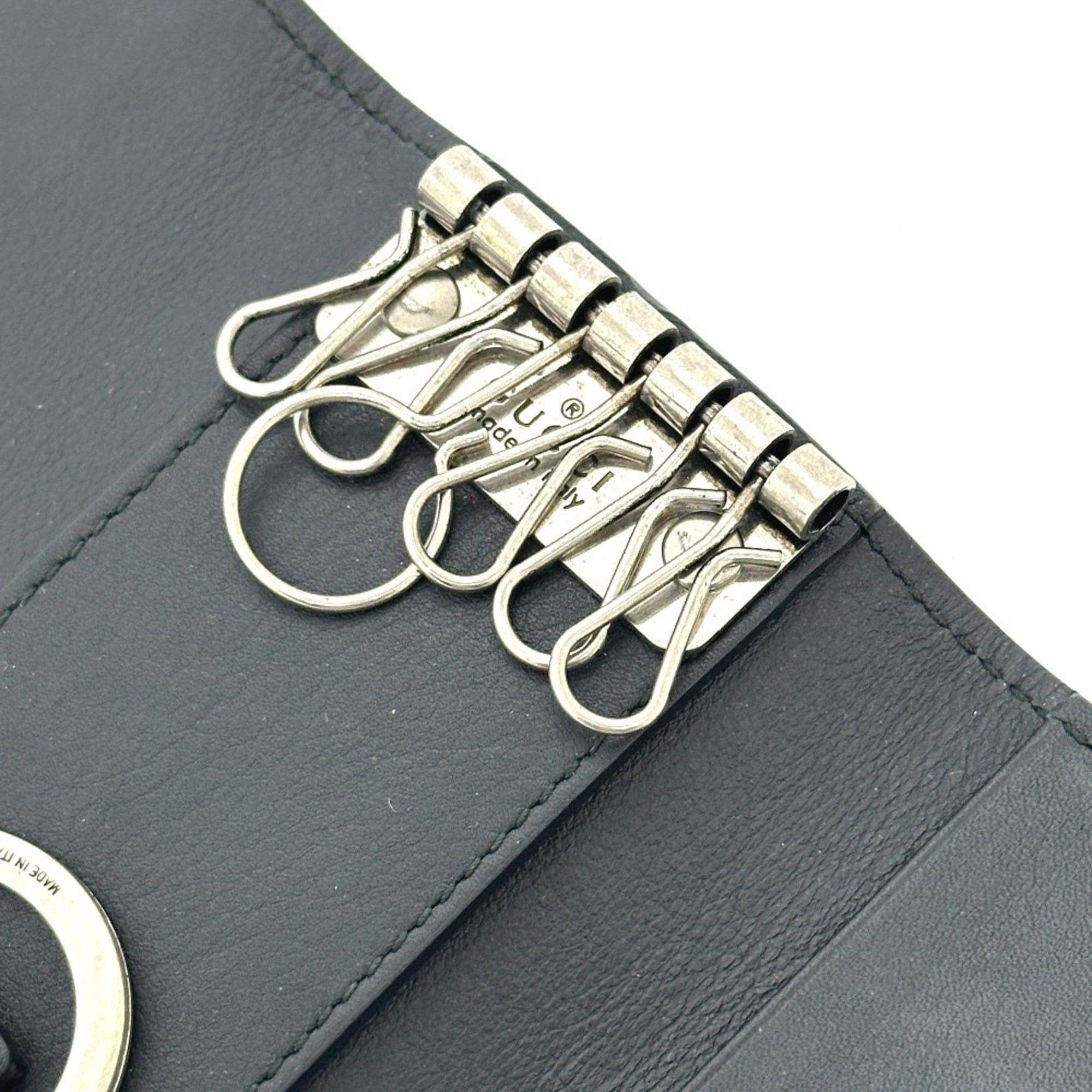 Gucci GUCCI 428781 Embossed Logo Keychain Key Ring 6-Key Case Leather Women's Black Size ONE SIZE - 7 Thumbnail