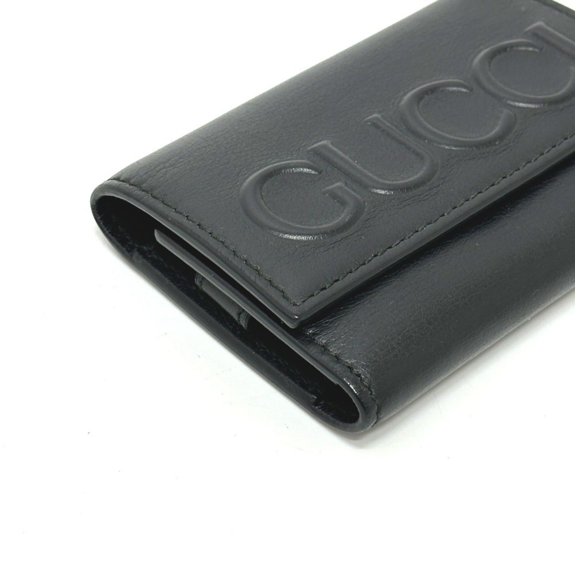 Gucci GUCCI 428781 Embossed Logo Keychain Key Ring 6-Key Case Leather Women's Black Size ONE SIZE - 3 Thumbnail