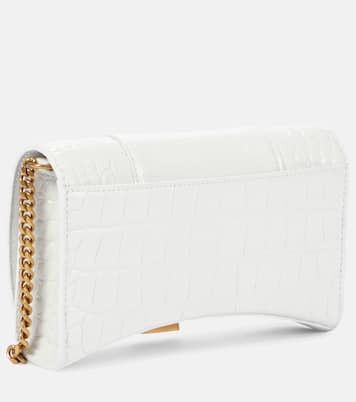 Balenciaga Hourglass leather wallet on chain bag in white Size ONE SIZE - 3 Thumbnail