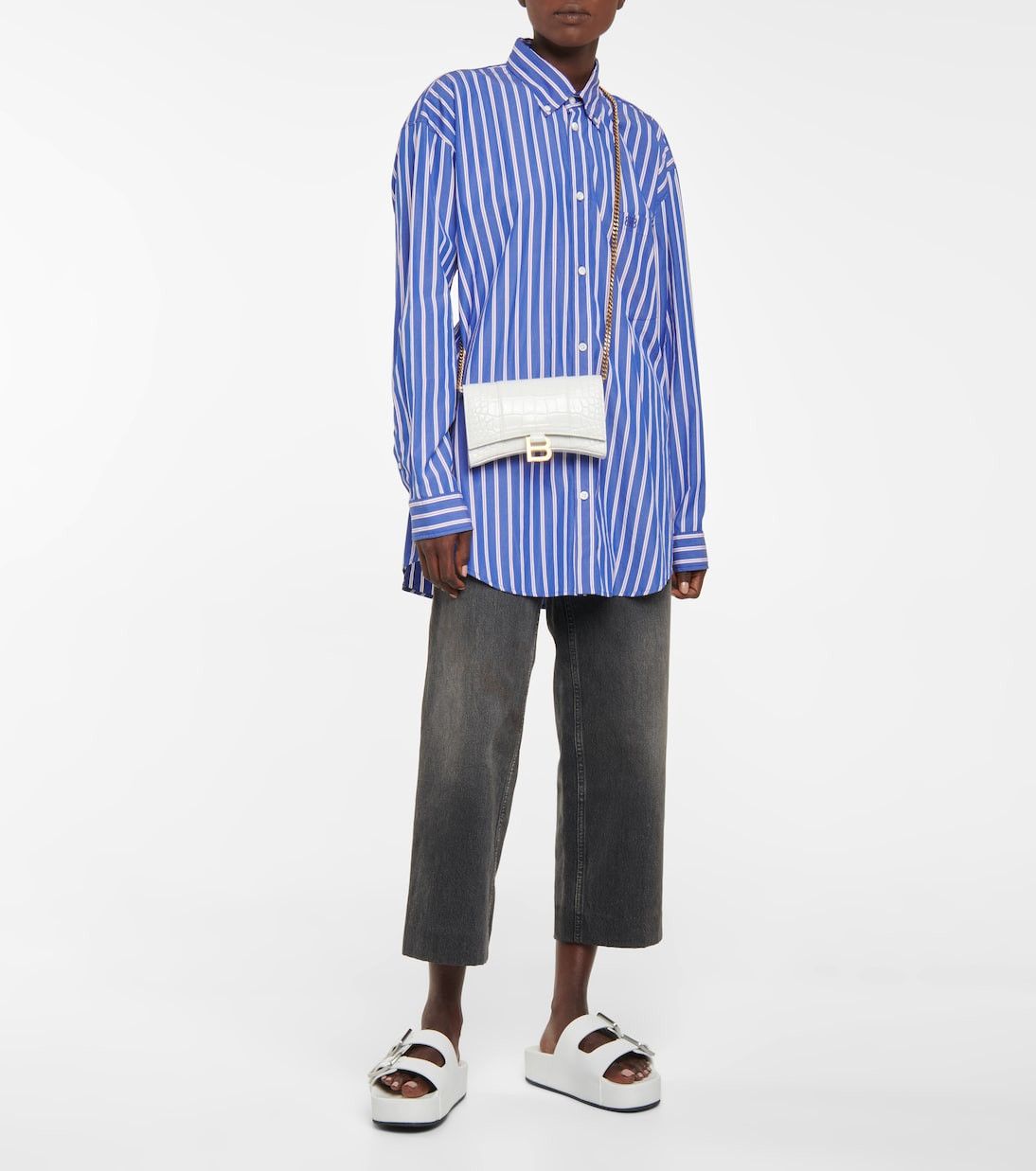 Balenciaga Hourglass leather wallet on chain bag in white Size ONE SIZE - 5 Thumbnail