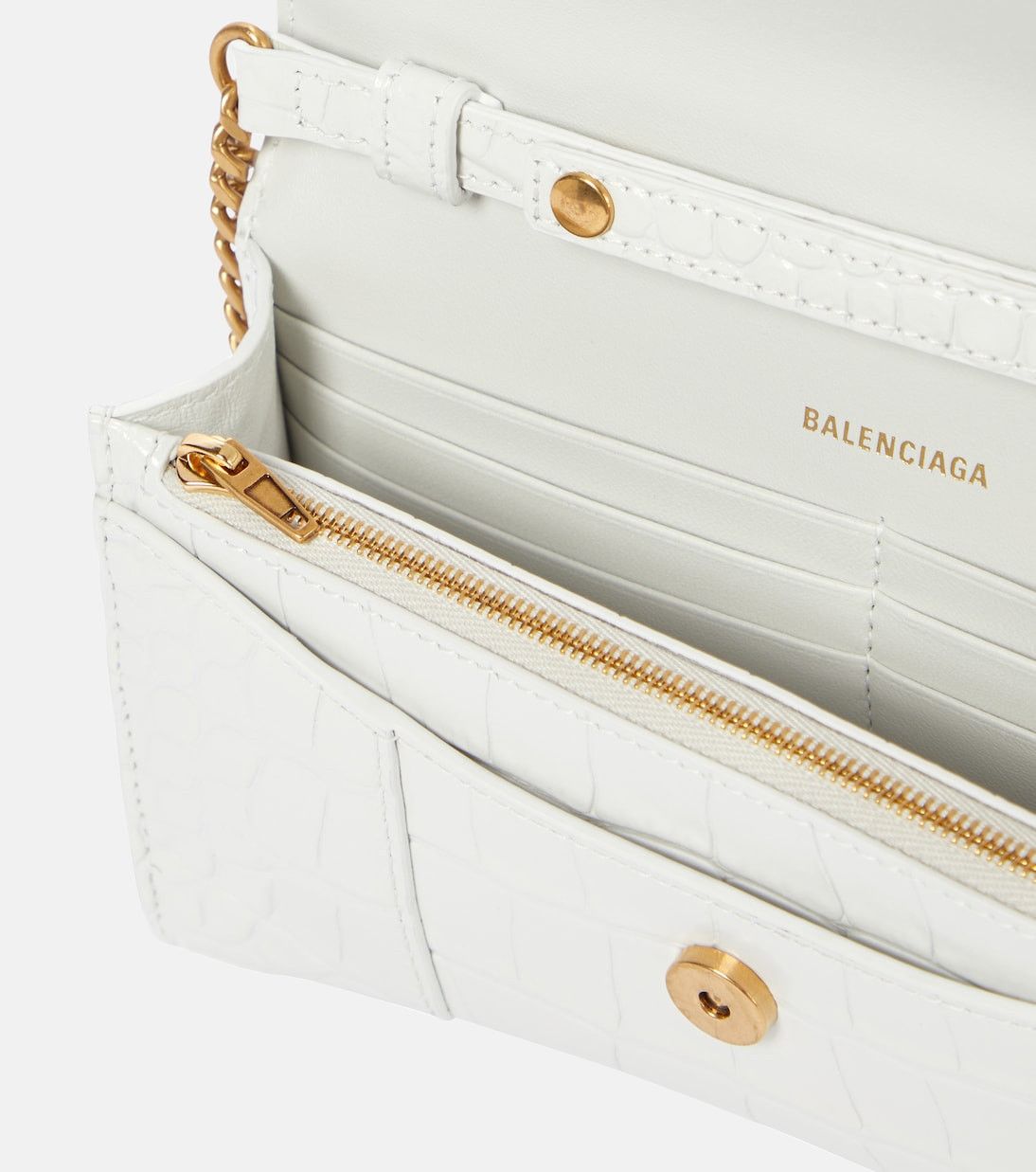 Balenciaga Hourglass leather wallet on chain bag in white Size ONE SIZE - 2 Thumbnail