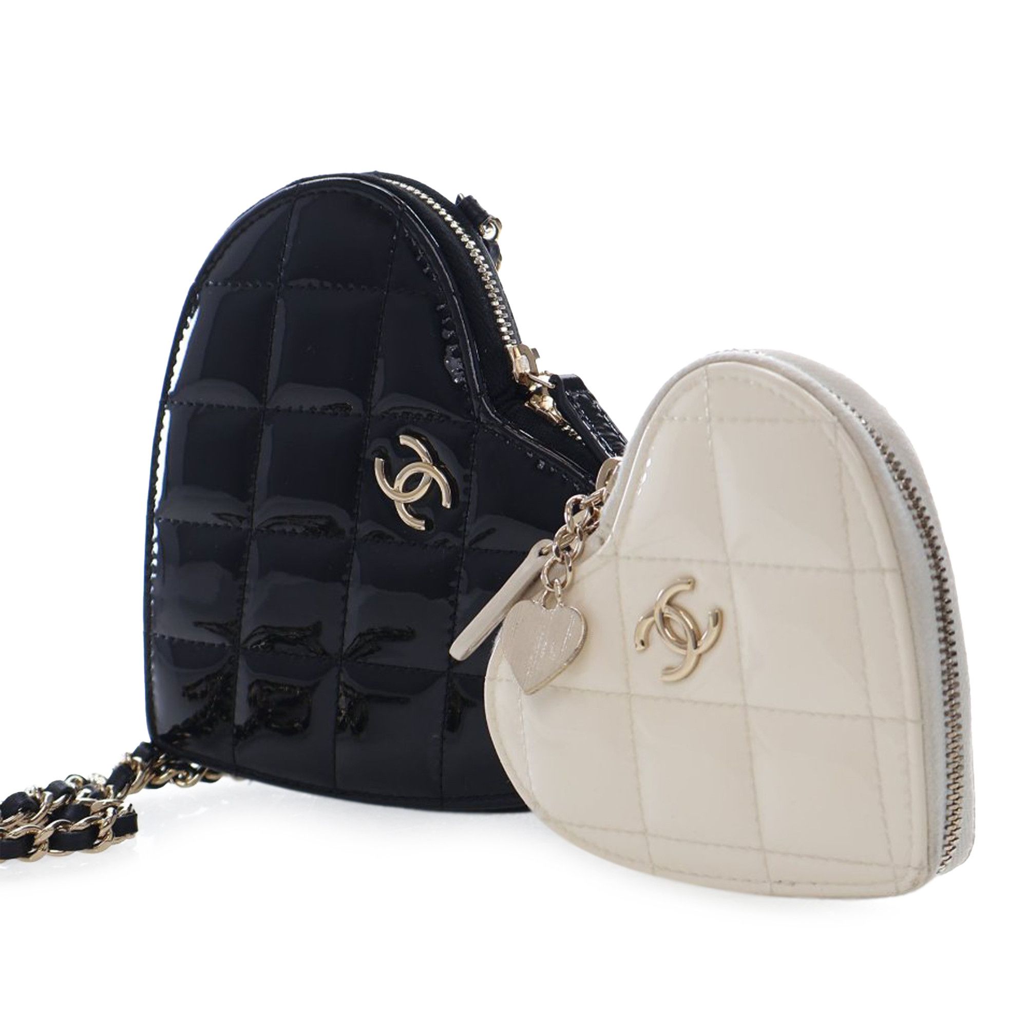 Chanel Chanel Quilted Patent Duo Heart Clutch with Chain Size ONE SIZE - 9 Thumbnail