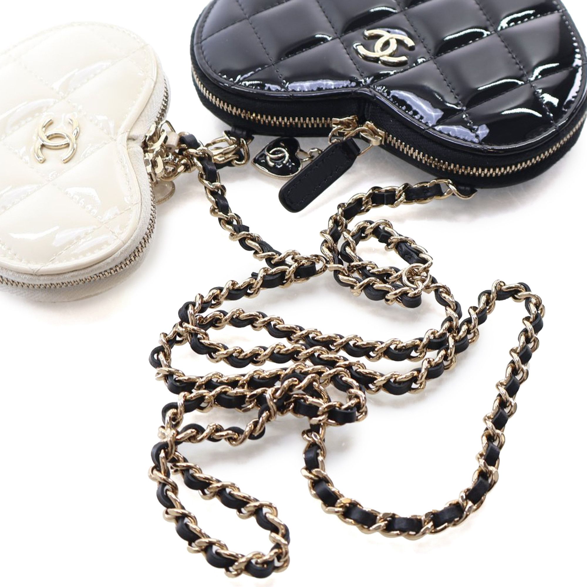 Chanel Chanel Quilted Patent Duo Heart Clutch with Chain Size ONE SIZE - 14 Thumbnail