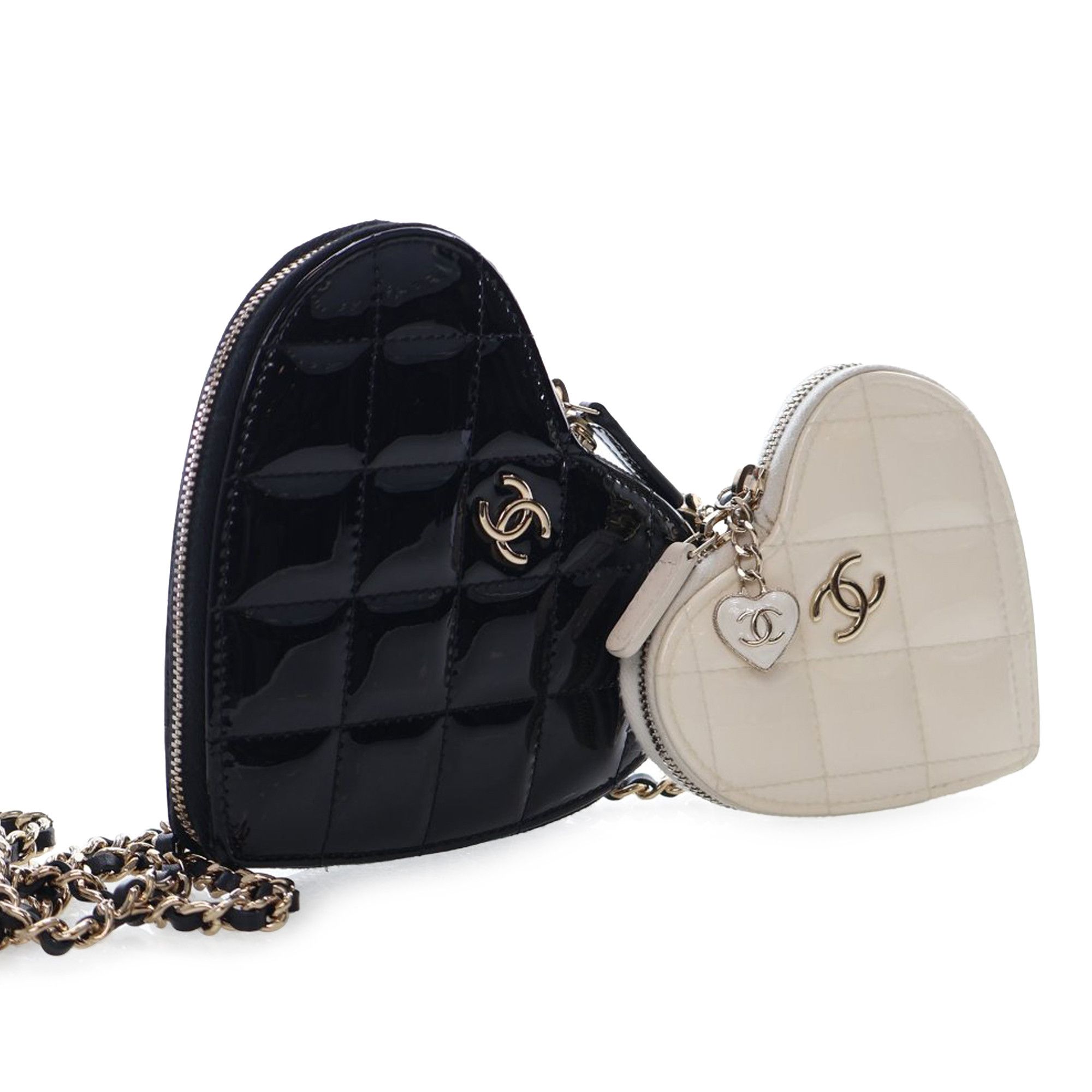 Chanel Chanel Quilted Patent Duo Heart Clutch with Chain Size ONE SIZE - 10 Thumbnail