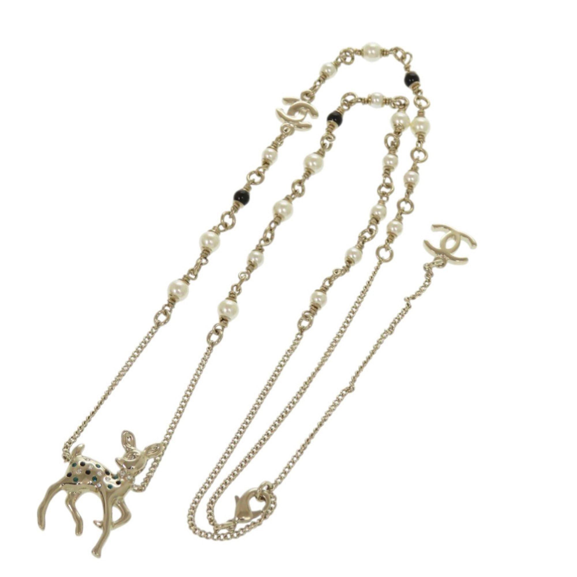 Chanel Like new Chanel deer motif GP rhinestone gold necklace 1815CHANEL Size ONE SIZE - 4 Thumbnail