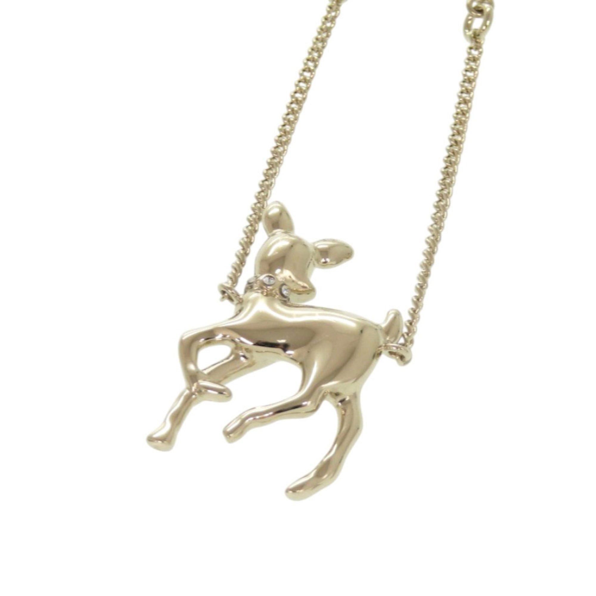 Chanel Like new Chanel deer motif GP rhinestone gold necklace 1815CHANEL Size ONE SIZE - 6 Thumbnail
