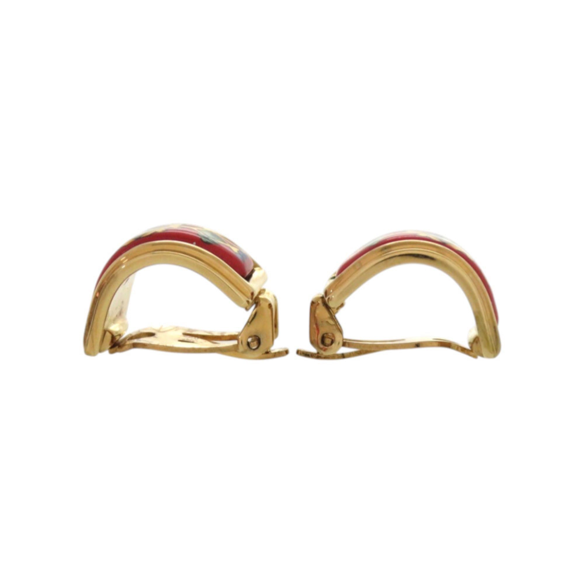 Hermes Excellent condition Hermes enamel metal red earrings 0091HERMES Size ONE SIZE - 4 Thumbnail