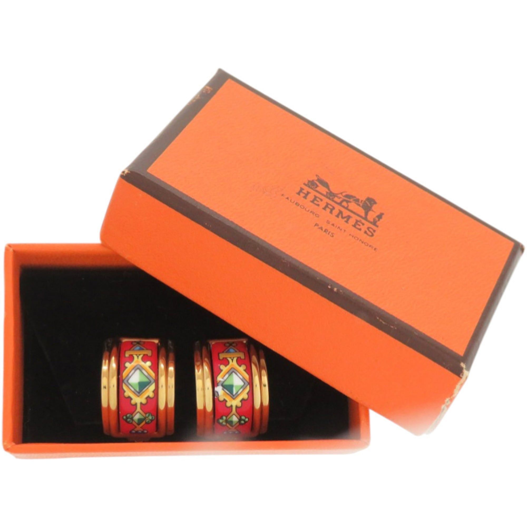 Hermes Excellent condition Hermes enamel metal red earrings 0091HERMES Size ONE SIZE - 2 Thumbnail