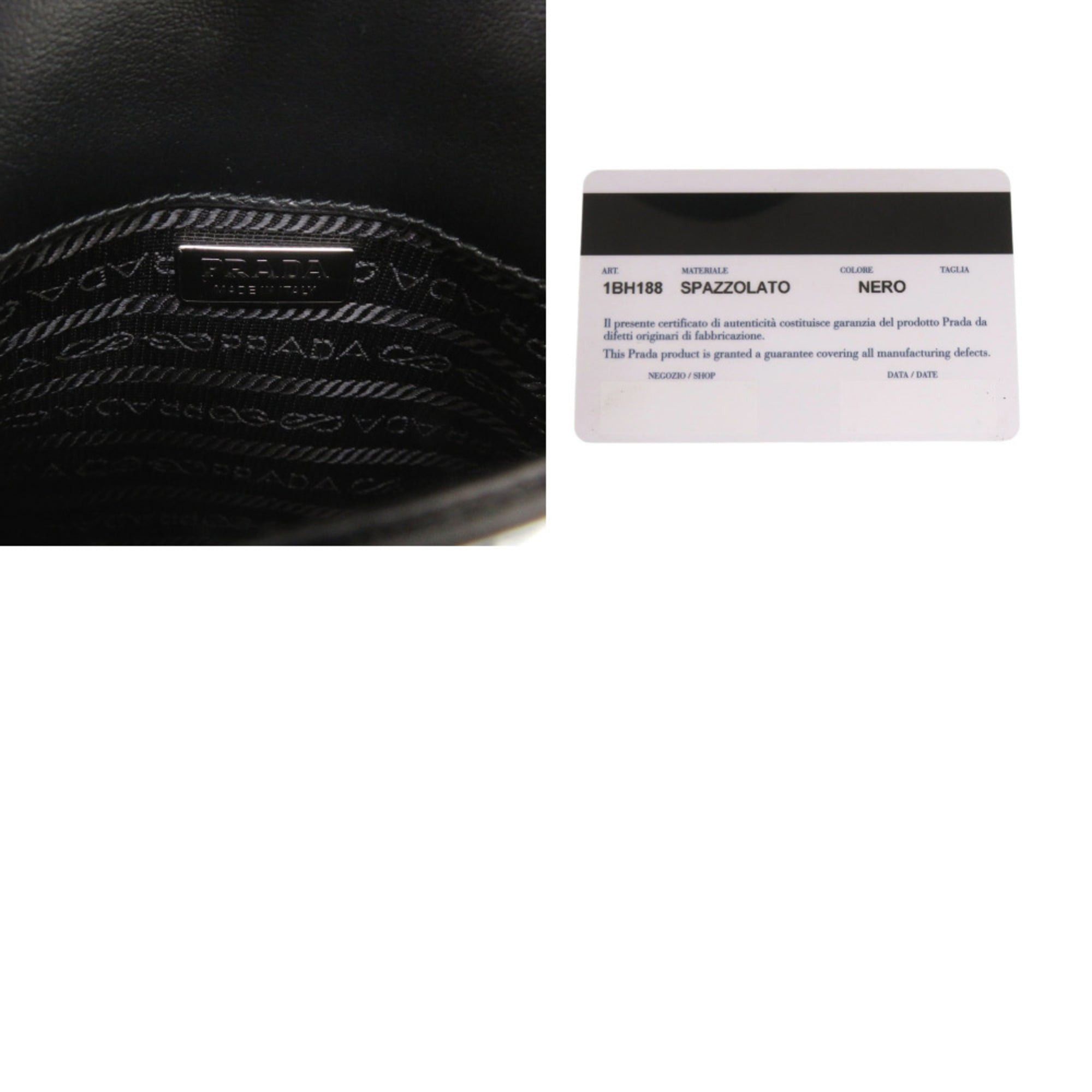 Prada Unused Prada SPAZZOLATO 1BH188 Triangle Logo Leather Black 2-Way Shoulder Bag 0709PRADA Size ONE SIZE - 8 Thumbnail