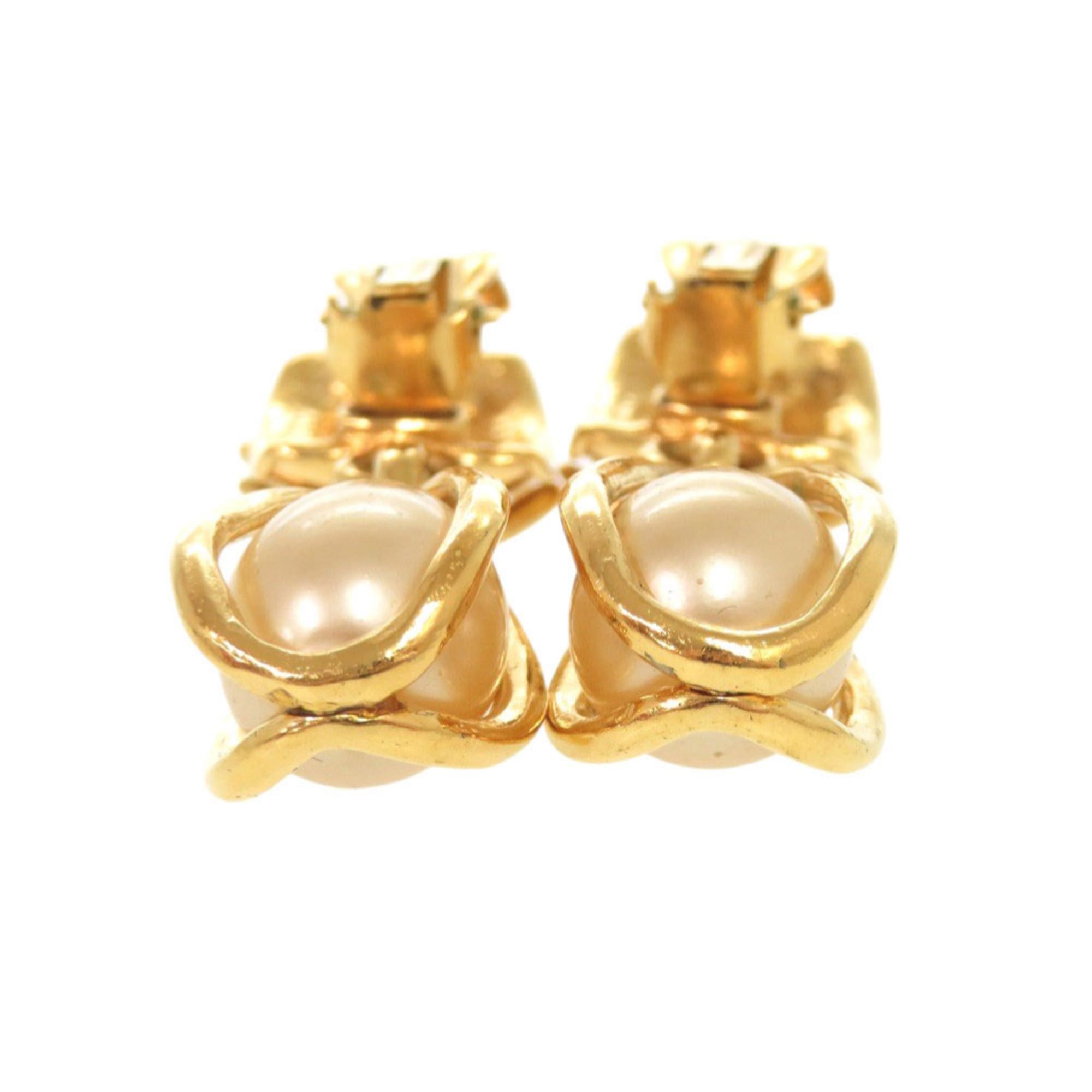 Chanel Excellent condition Chanel vintage Coco Mark metal faux pearl gold earrings 0070CHANEL Size ONE SIZE - 6 Thumbnail