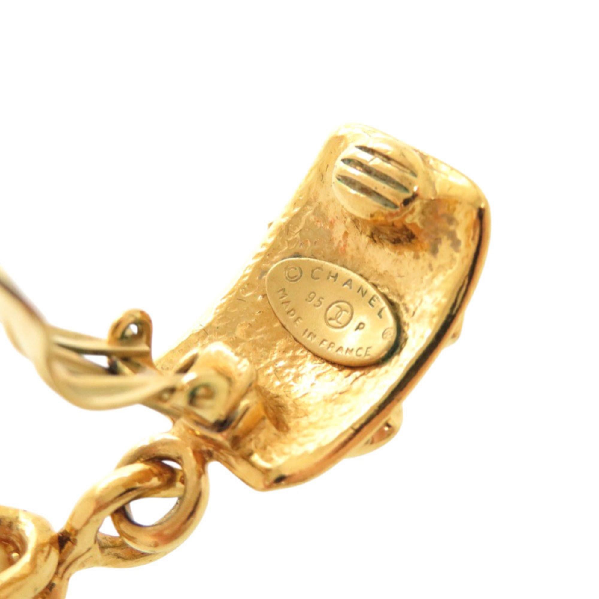 Chanel Excellent condition Chanel vintage Coco Mark metal faux pearl gold earrings 0070CHANEL Size ONE SIZE - 4 Thumbnail