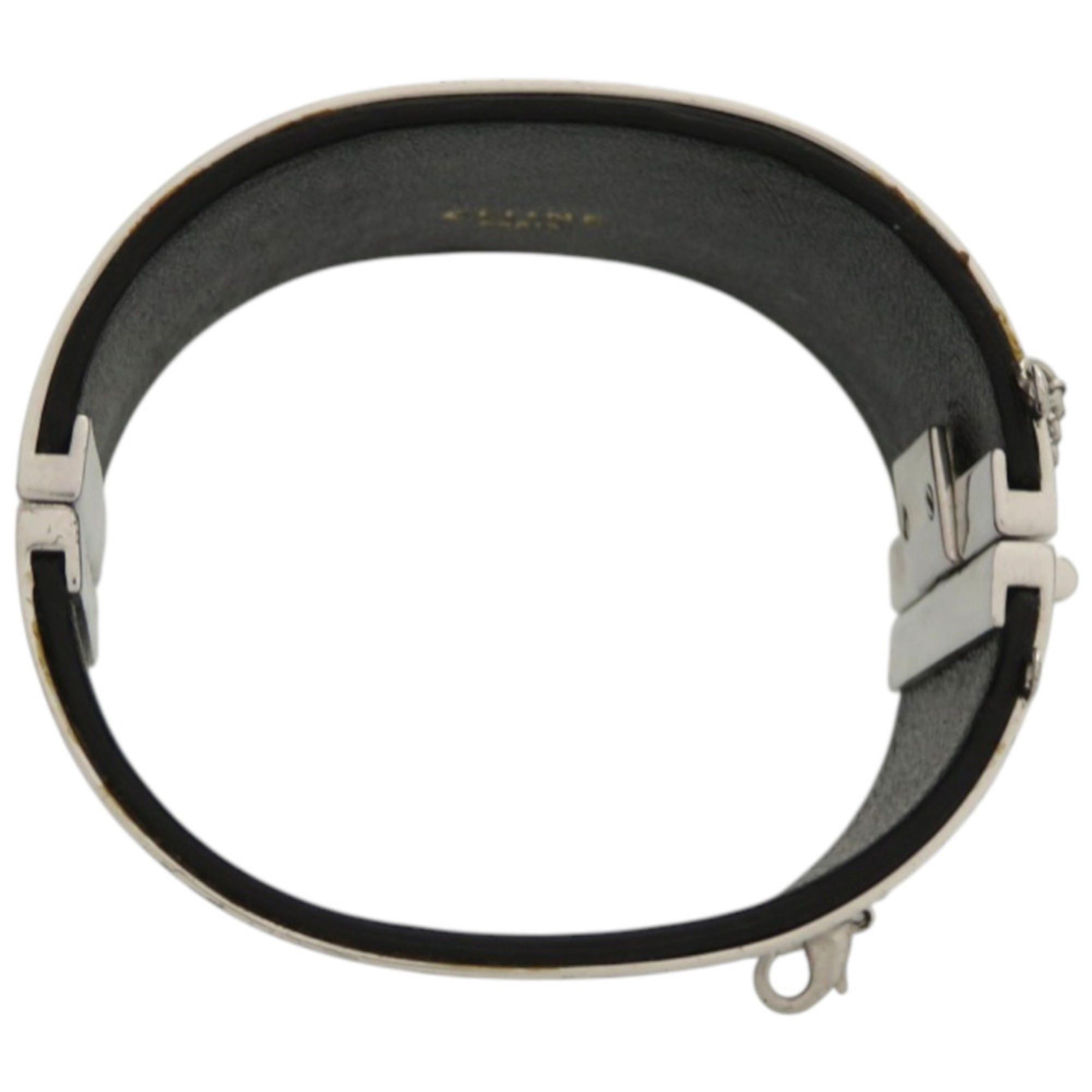 Celine Excellent condition Celine Manchette metal, leather and silver bangle 1232CELINE Size ONE SIZE - 3 Thumbnail
