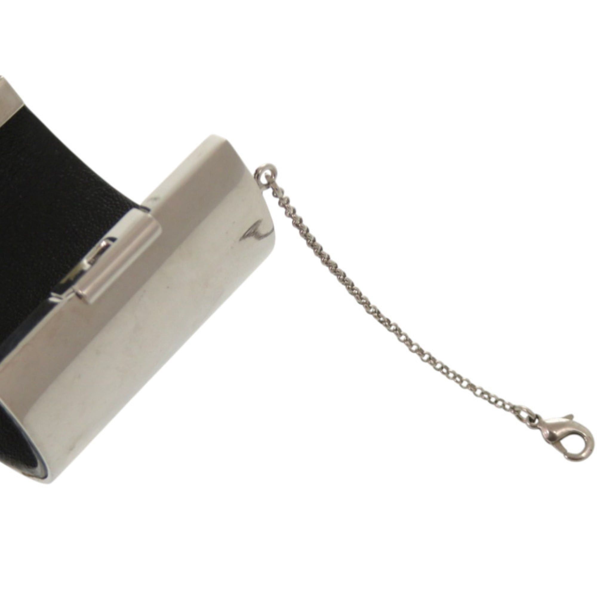 Celine Excellent condition Celine Manchette metal, leather and silver bangle 1232CELINE Size ONE SIZE - 4 Thumbnail