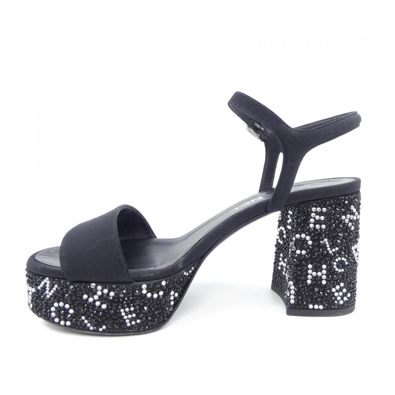 Chanel Chanel Chanel G45365B15306 Grograin Strass Sandals Textile Shoes G45365B15306 DUTY FREE for USA Size ONE SIZE - 2 Thumbnail