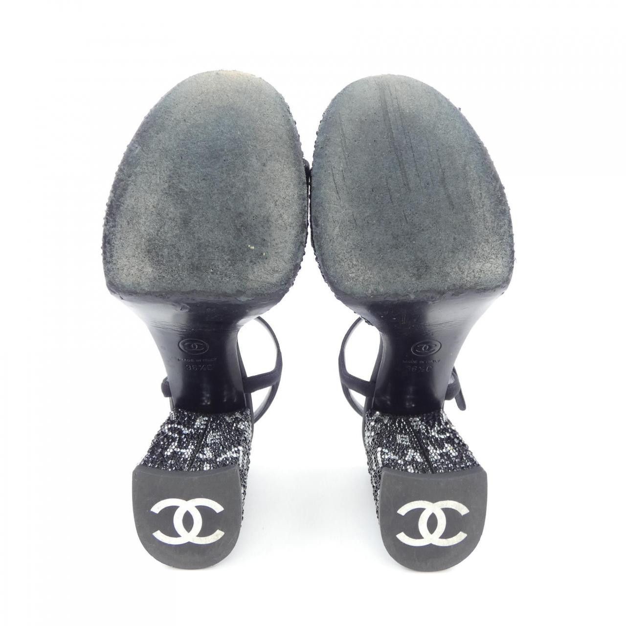 Chanel Chanel Chanel G45365B15306 Grograin Strass Sandals Textile Shoes G45365B15306 DUTY FREE for USA Size ONE SIZE - 4 Thumbnail