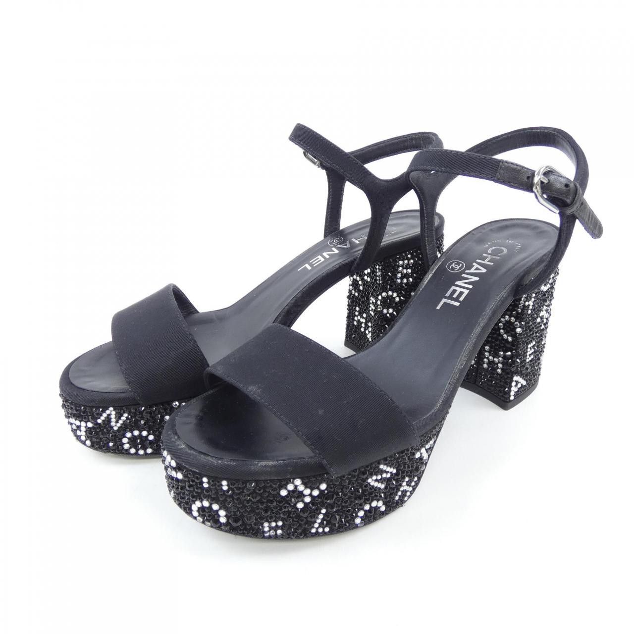 Chanel Chanel Chanel G45365B15306 Grograin Strass Sandals Textile Shoes G45365B15306 DUTY FREE for USA Size ONE SIZE - 3 Thumbnail