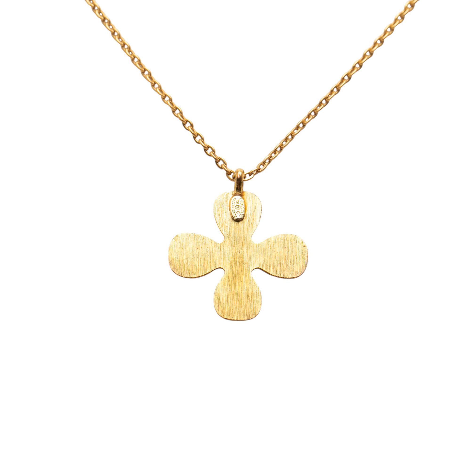 Chanel Chanel Gold Plated CC Crystal Clover Pendant Necklace Size ONE SIZE - 3 Thumbnail