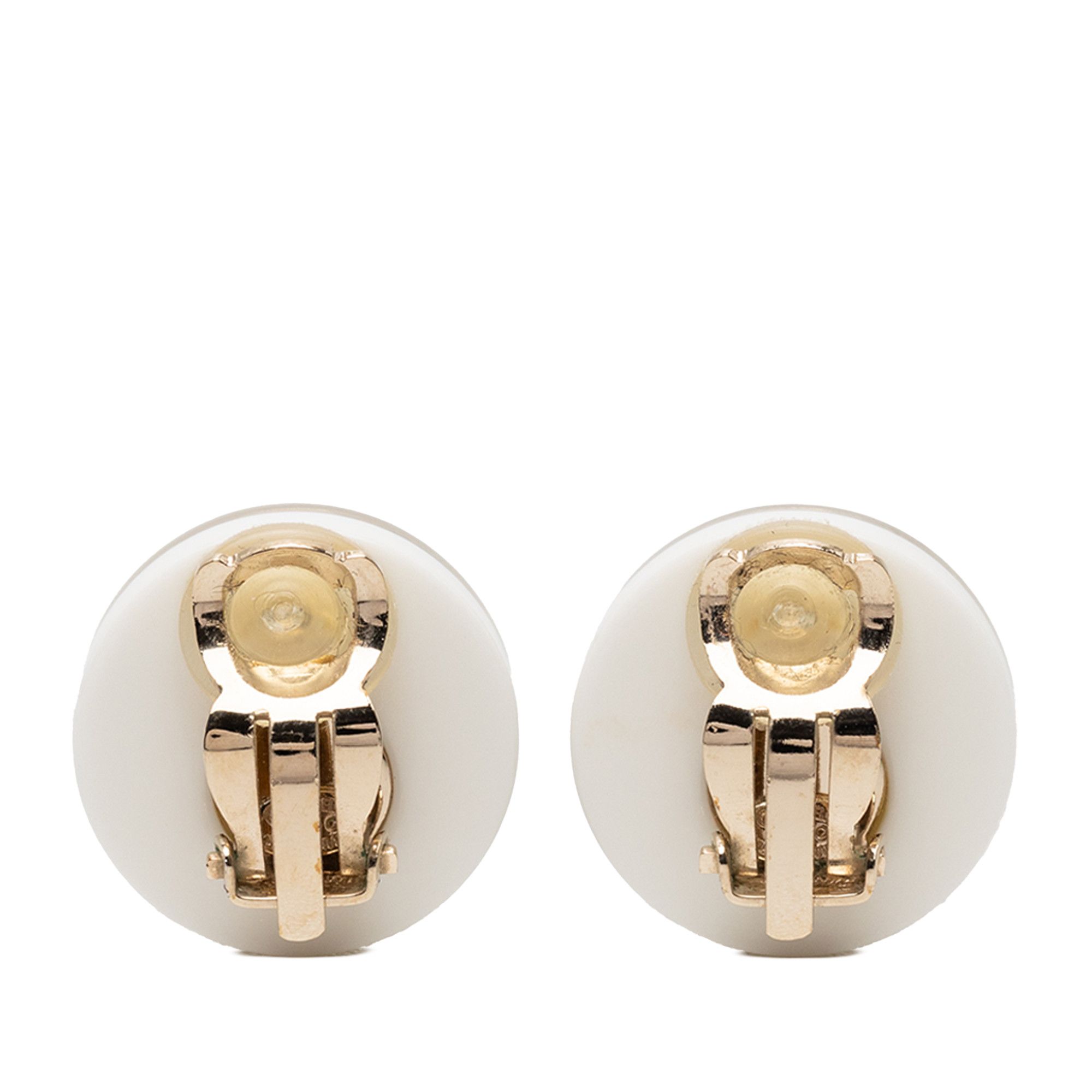 Chanel Chanel Gold Plated CC Resin Button Clip on Earrings Size ONE SIZE - 2 Thumbnail