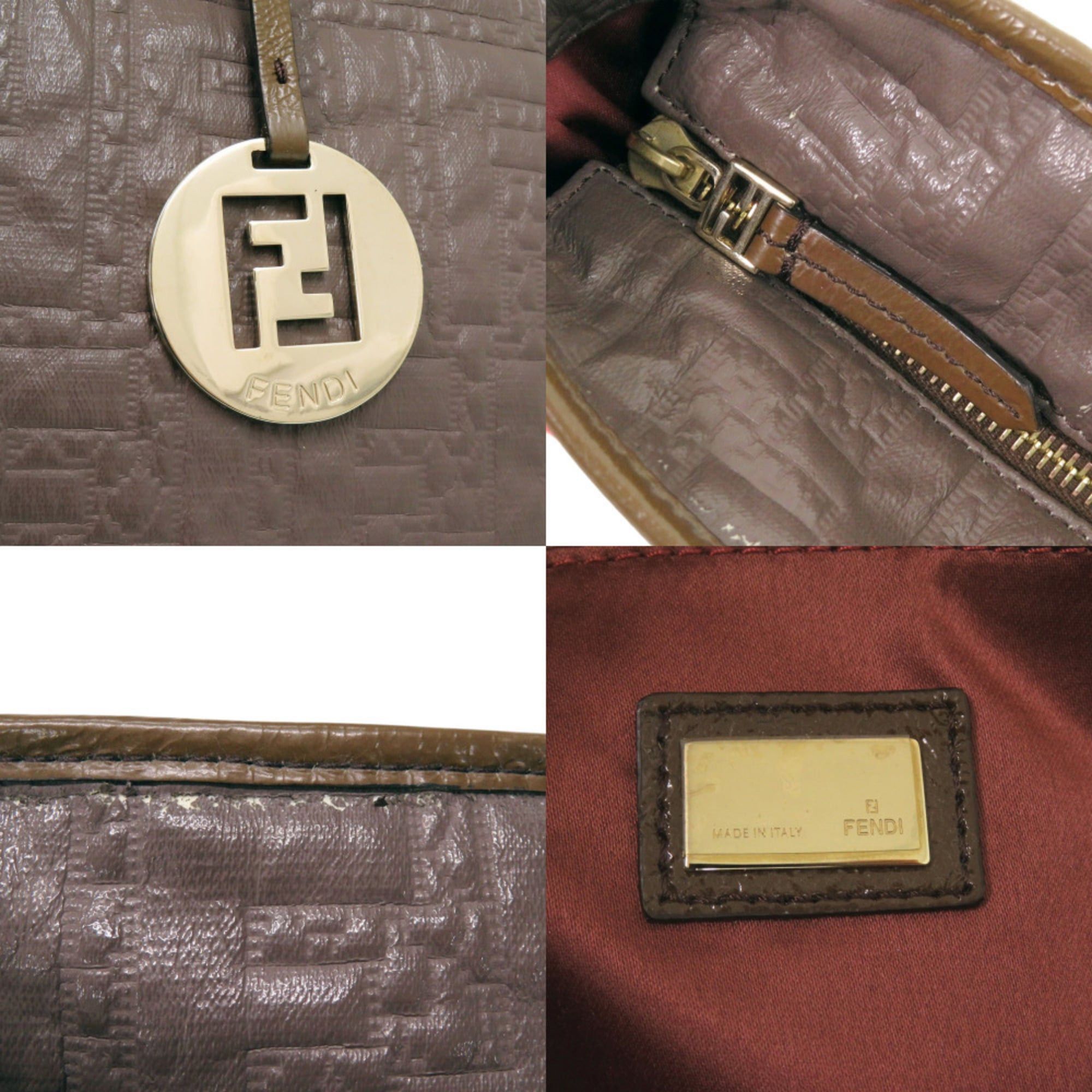 Fendi Fendi 8BH185 Coated Canvas Brown Tote Bag 1880FENDI Size ONE SIZE - 8 Thumbnail