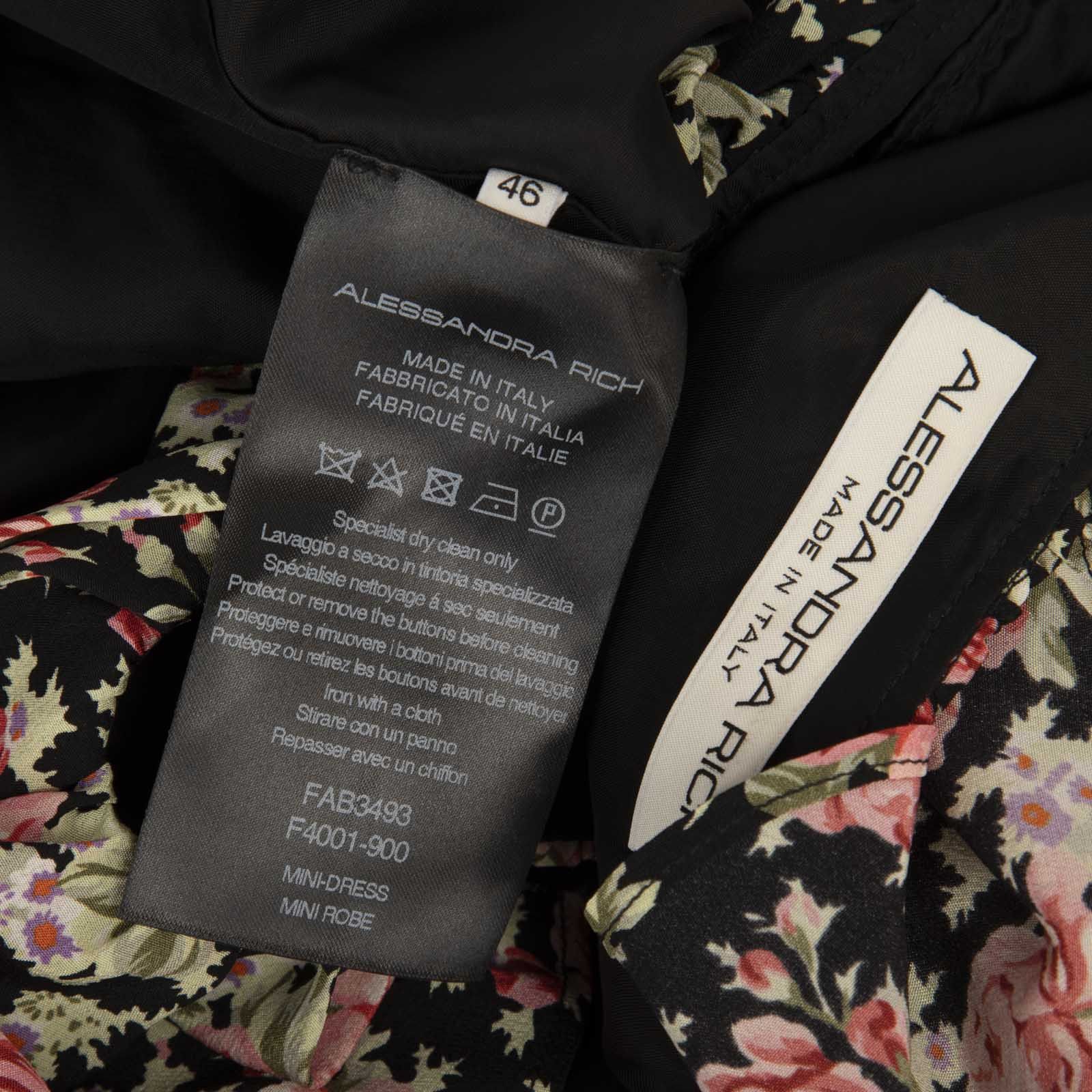 Alessandra Rich Floral Ruffle Neckline Mini Dress Size L / US 10 / IT 46 - 4 Thumbnail